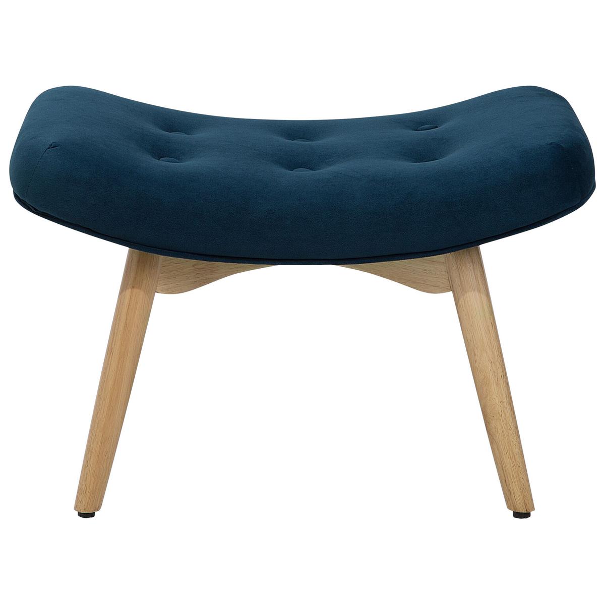 SESSEL Samtstoff blau mit Hocker Vejle - Hellbraun/Blau, Textil (81/100/78cm) - Beliani