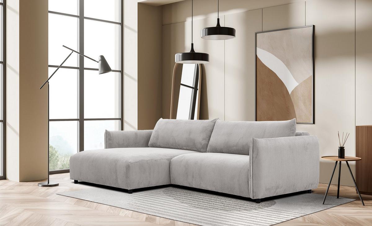 ECKSOFA TAUER 5-Sitzer, weiß - Schwarz/Weiß, Holzwerkstoff/Kunststoff (174/292cm) - Wozimo