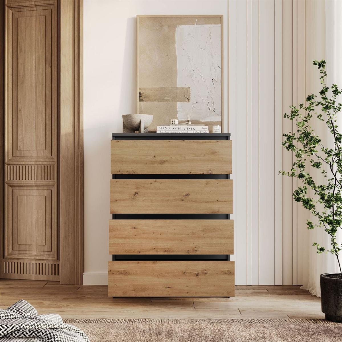 HIGHBOARD HANA M4 70 Artisan Eiche / Anthrazit - Eiche Artisan, Holzwerkstoff (70/97/40cm) - Lookway