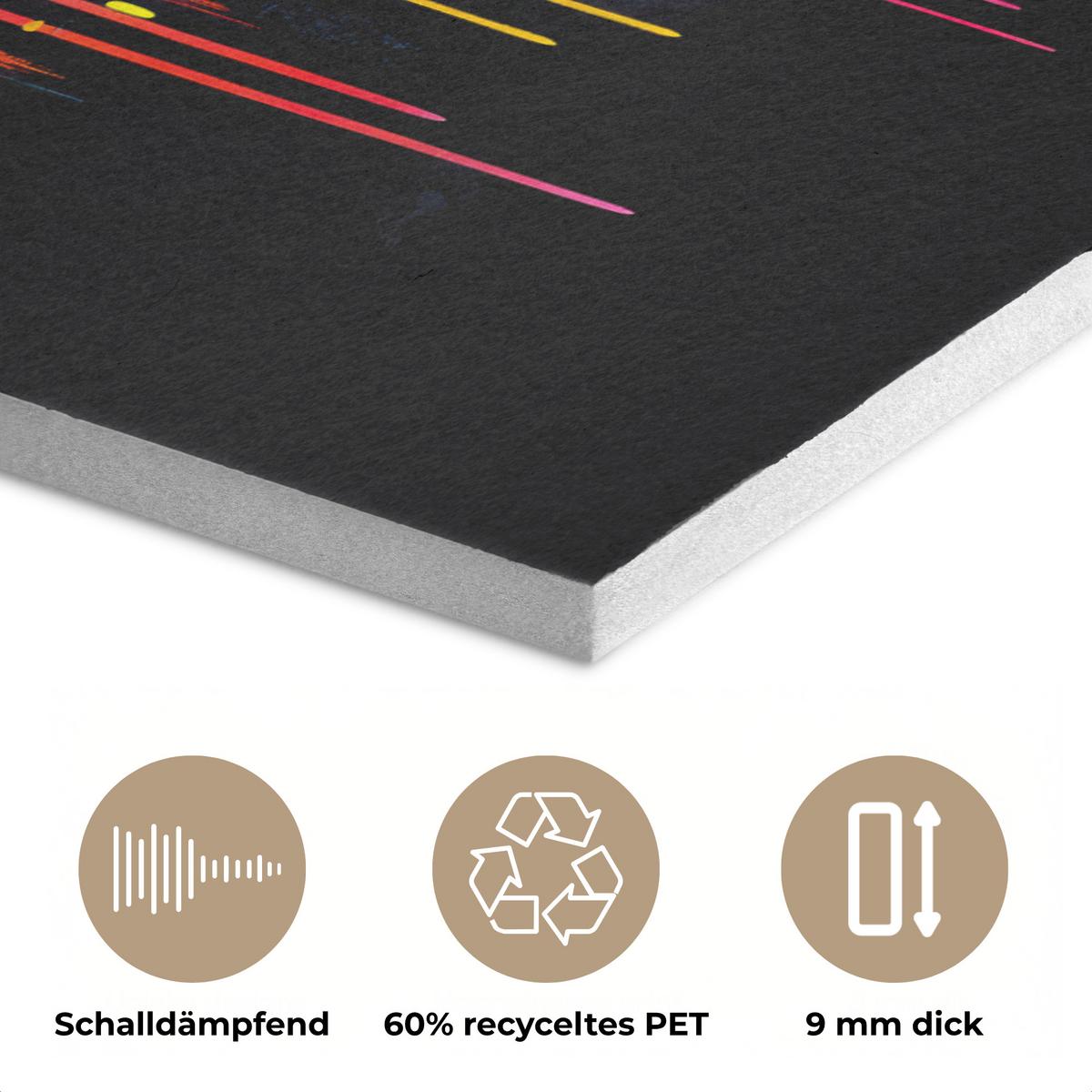 AKUSTIKBILD Weltkarte - Farbe - Bunt - Graffiti - Welt Wanddeko 70x50 cm - Multicolor, Kunststoff (70/50/0.9cm) - MuchoWow