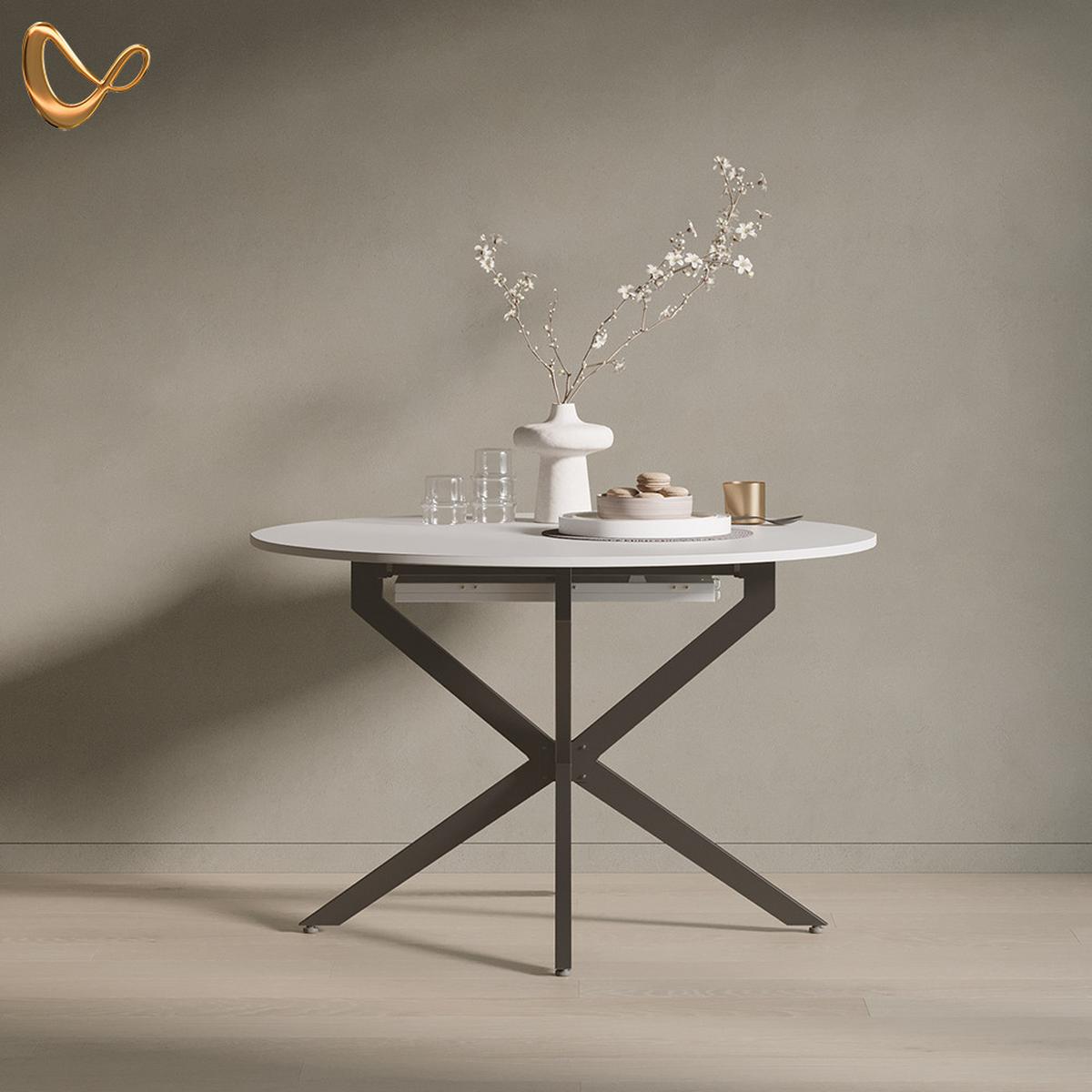 ESSTISCH Firenze Weiß/Schwarz 120 x 120 cm ausziehbar - Schwarz/Weiß, Holzwerkstoff (120/120/76.5cm) - Livinity®