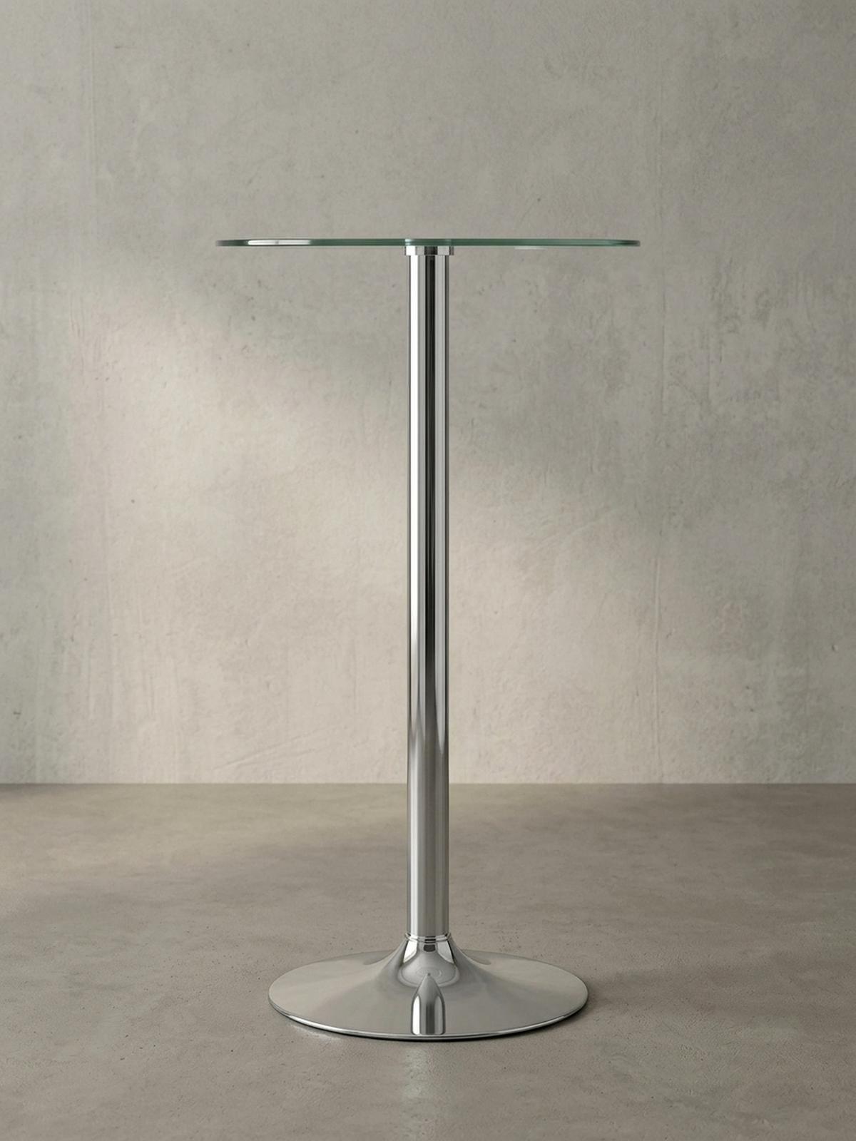 STEHTISCH – Ø 60 cm, Sicherheitsglas, Drehfunktion, Trompetenfuß, Chrom - Silberfarben, Glas/Metall (60/60/105cm) - KADIMA DESIGN