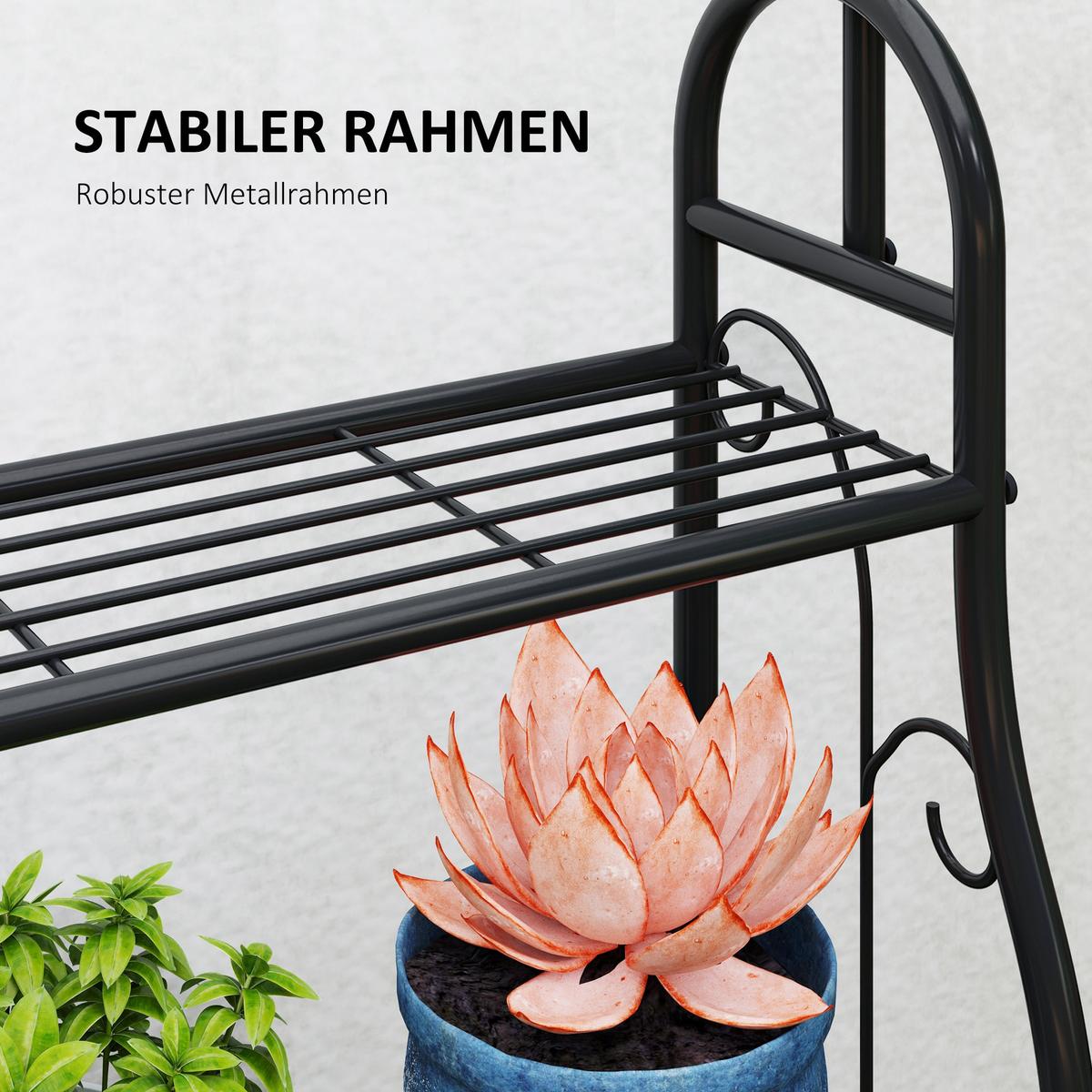 PFLANZENSTÄNDER Metall Schwarz - Schwarz, Metall (25/137/75cm) - Outsunny