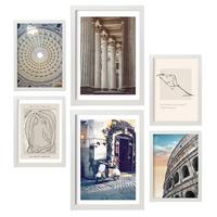 POSTER Set Mit 6 Vintage Rom A3 & A4 Weißer Rahmen - Weiß, Papier (29/3cm) - Nacnic