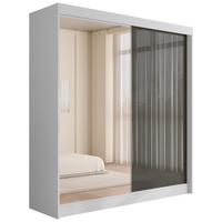 KLEIDERSCHRANK VESLI - 200 cm - Weiß|Grau - Weiß/Grau, Holzwerkstoff (200/215/61cm) - ALTDECOR