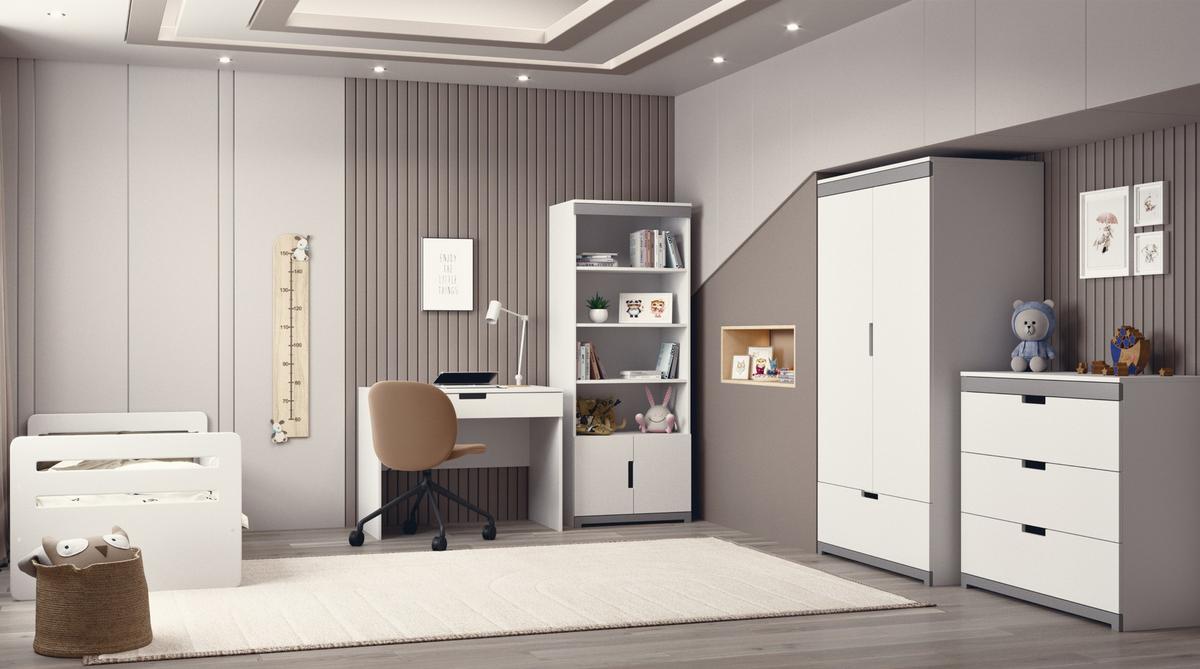 KINDERKLEIDERSCHRANK Kubi - Weiß, Holzwerkstoff (57/182/100cm) - RAUMHIRSCH FURNITURE