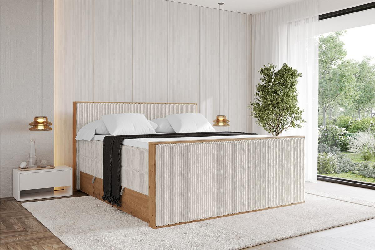 BOXSPRINGBETT LOLLI9 -Z-KING 140x200 - H3/H4 Creme - Creme, Holzwerkstoff (140/200cm) - ALTDECOR