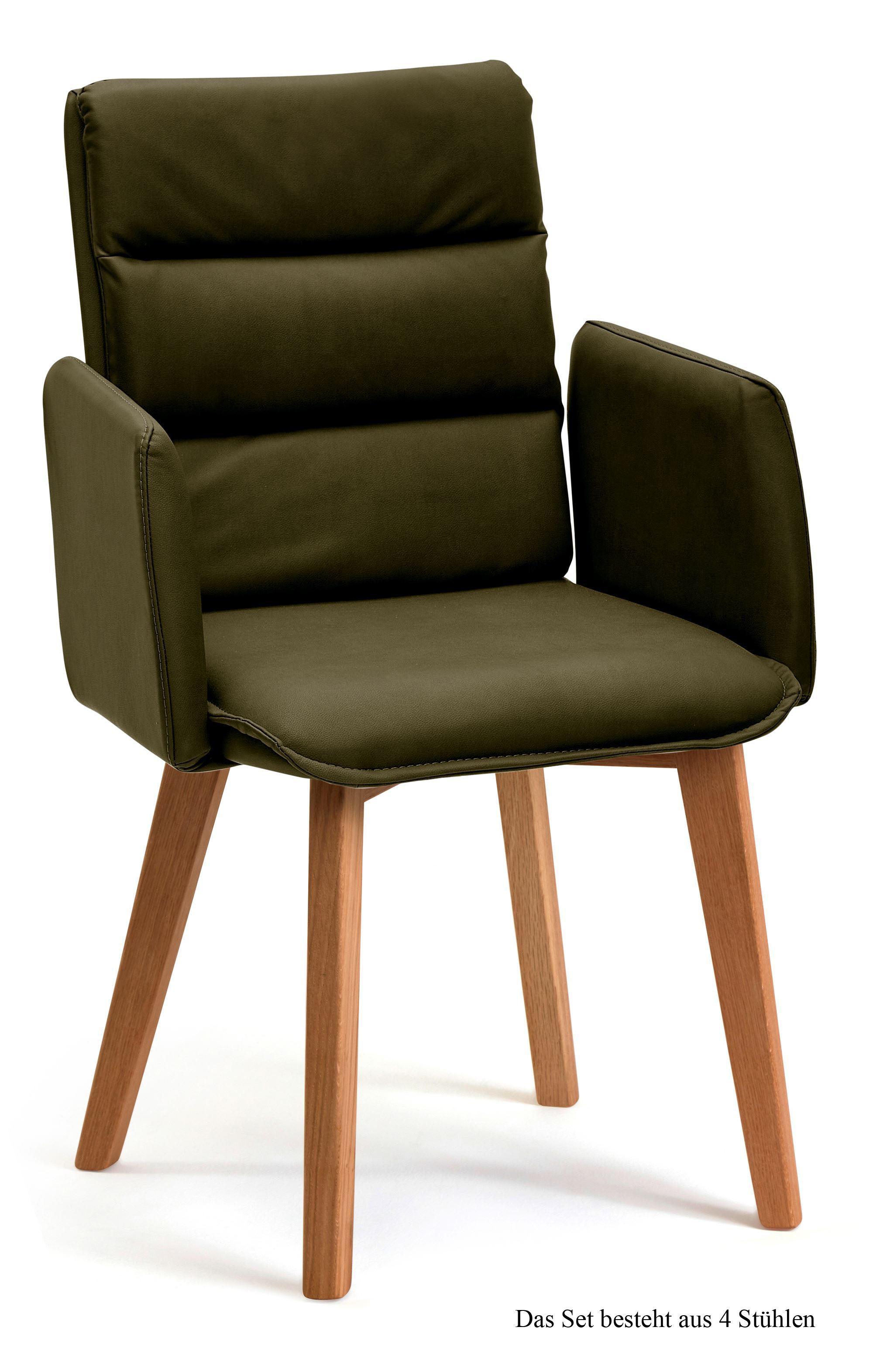 ARMLEHNSTUHL (4er-Set) Daritsa 52x92x60 Eiche geölt/Khaki - Dunkelgrün/Eichefarben, Kunststoff (60/92/52cm) - 58aufmkessel