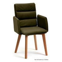 ARMLEHNSTUHL (4er-Set) Daritsa 52x92x60 Eiche geölt/Khaki - Dunkelgrün/Eichefarben, Kunststoff (60/92/52cm) - 58aufmkessel