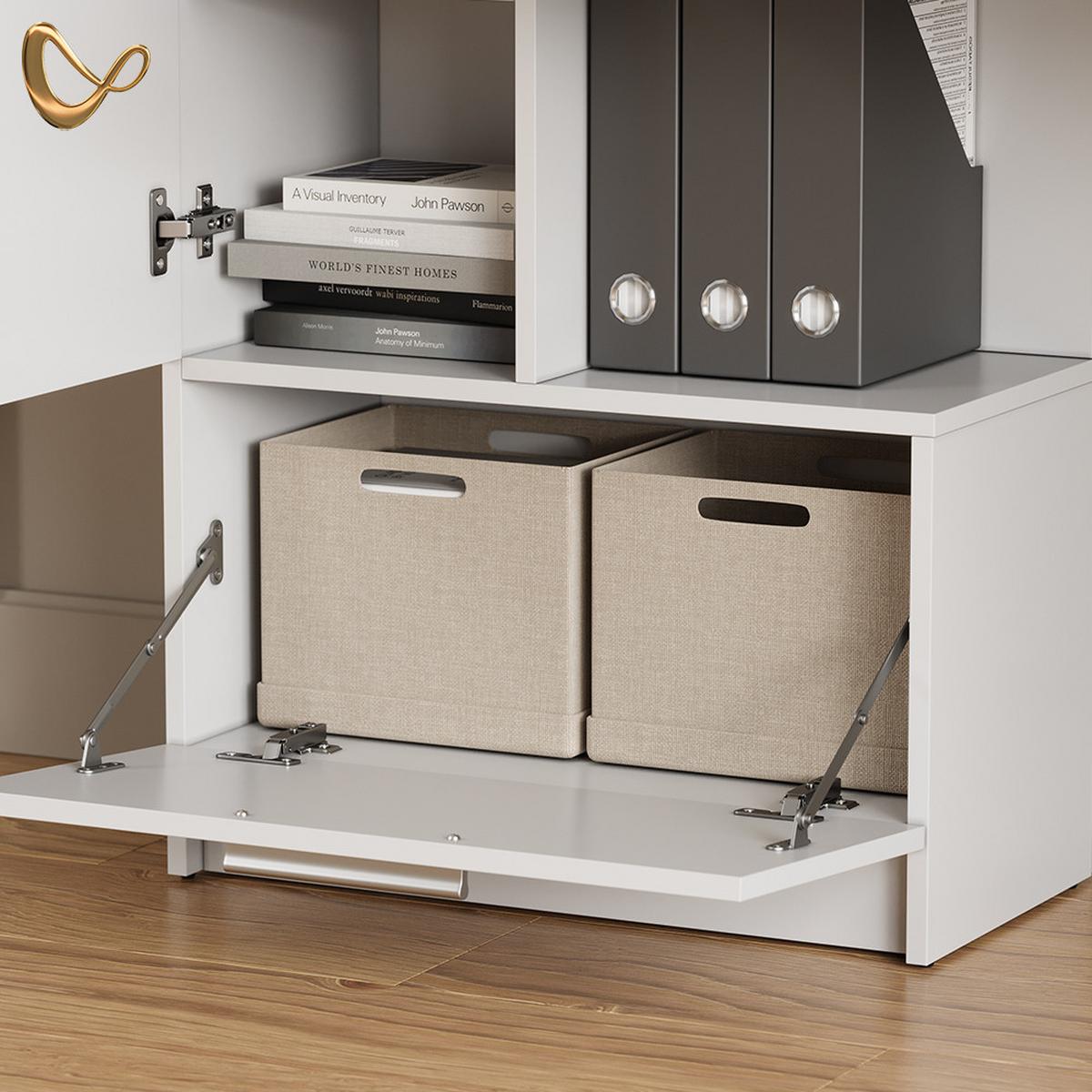 SCHREIBTISCH Lorena Weiß 150 x 120.1 cm mit 2 Türen - Weiß, Holzwerkstoff (59.3/150/120.1cm) - Livinity®