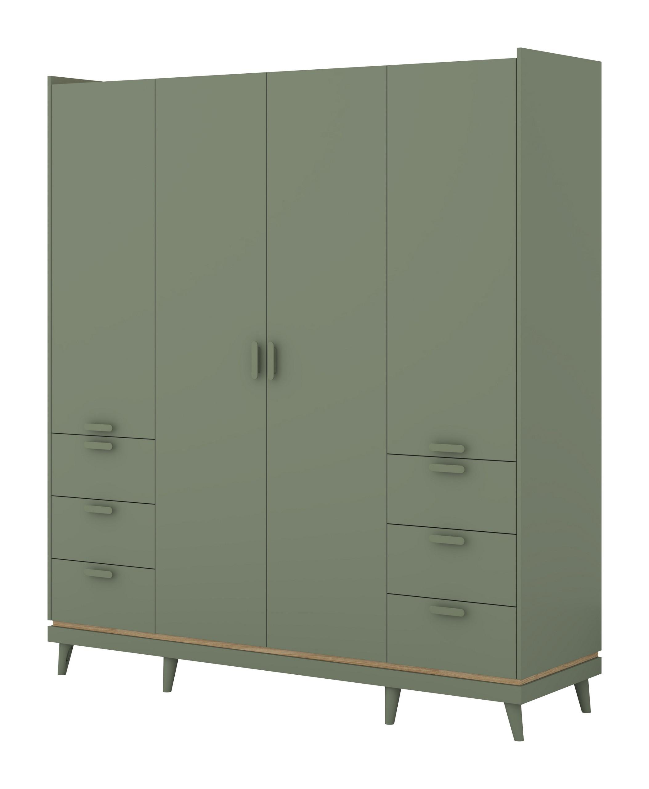 DREHTÜRENSCHRANK ACARA 190/214.5/57,4 cm 4-türig Grün - Grün, Holzwerkstoff (190/214.5/57.4cm) - MASSENO