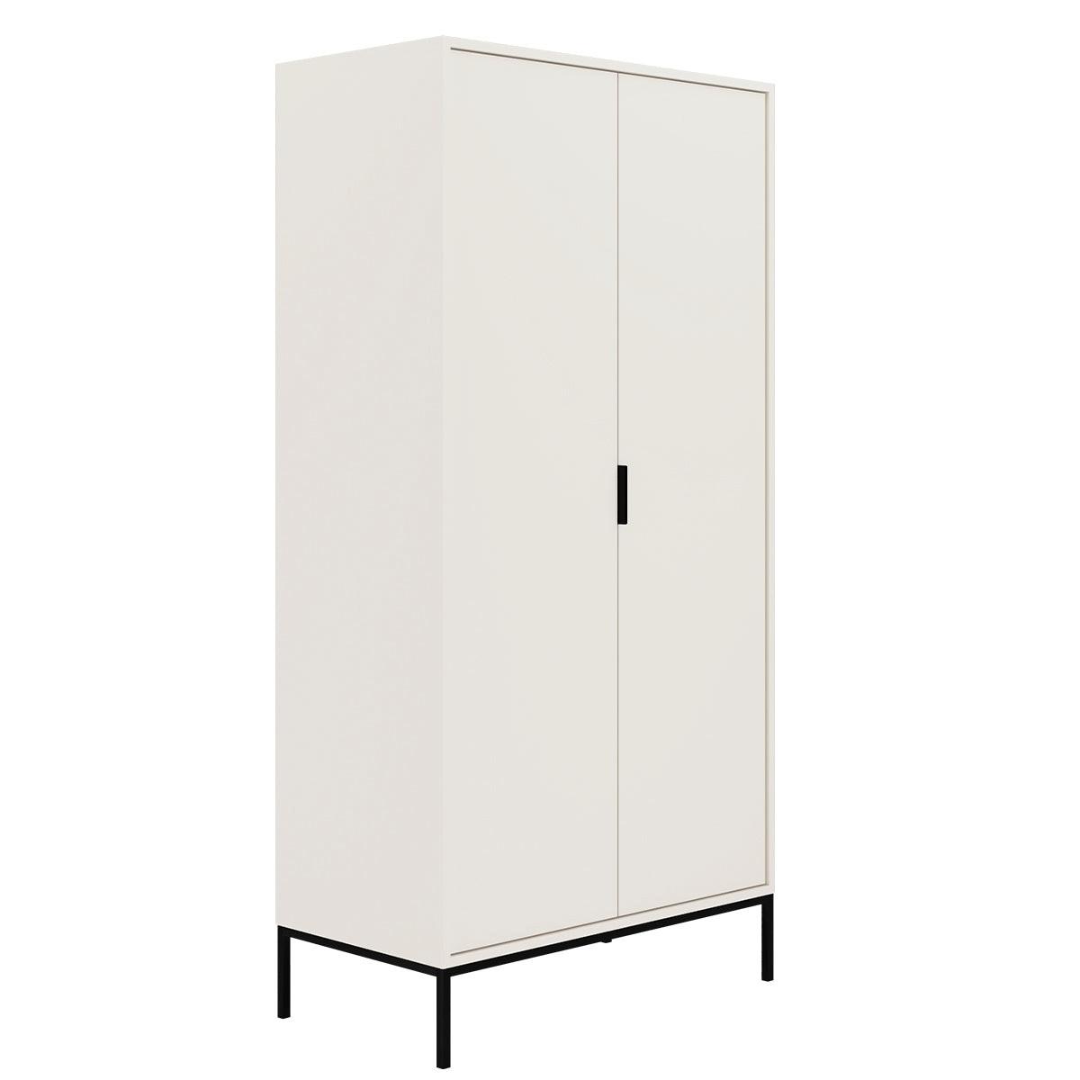 SCHRANK 2 Türen Seattle Weiß und Schwarz - Weiß, Holzwerkstoff (100/205.4/55cm) - Petits-meubles