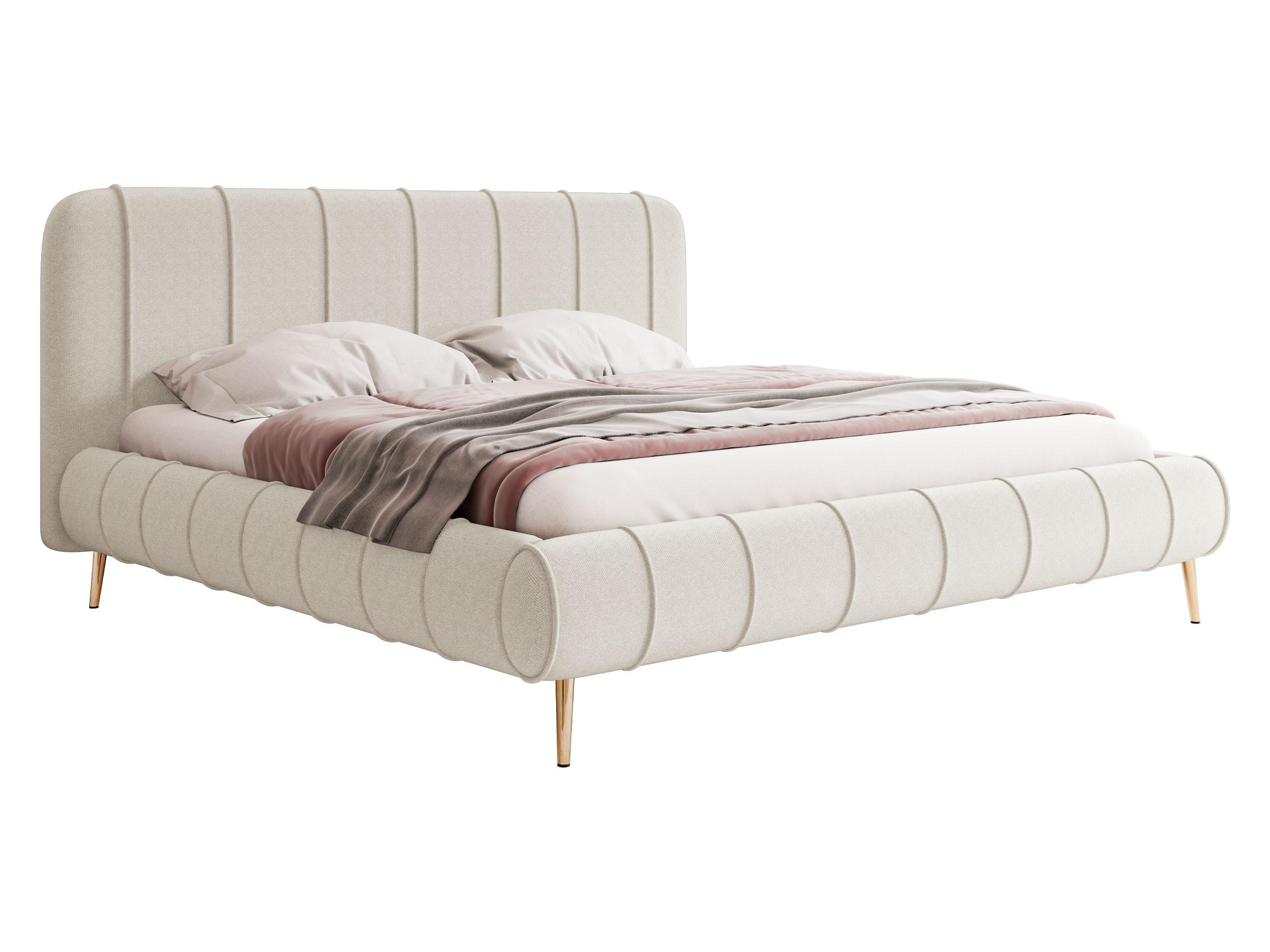 POLSTERBETT Slim XI mit Füße - Goldfarben/Creme, Holz/Holzwerkstoff (120/200cm) - MIRJAN24