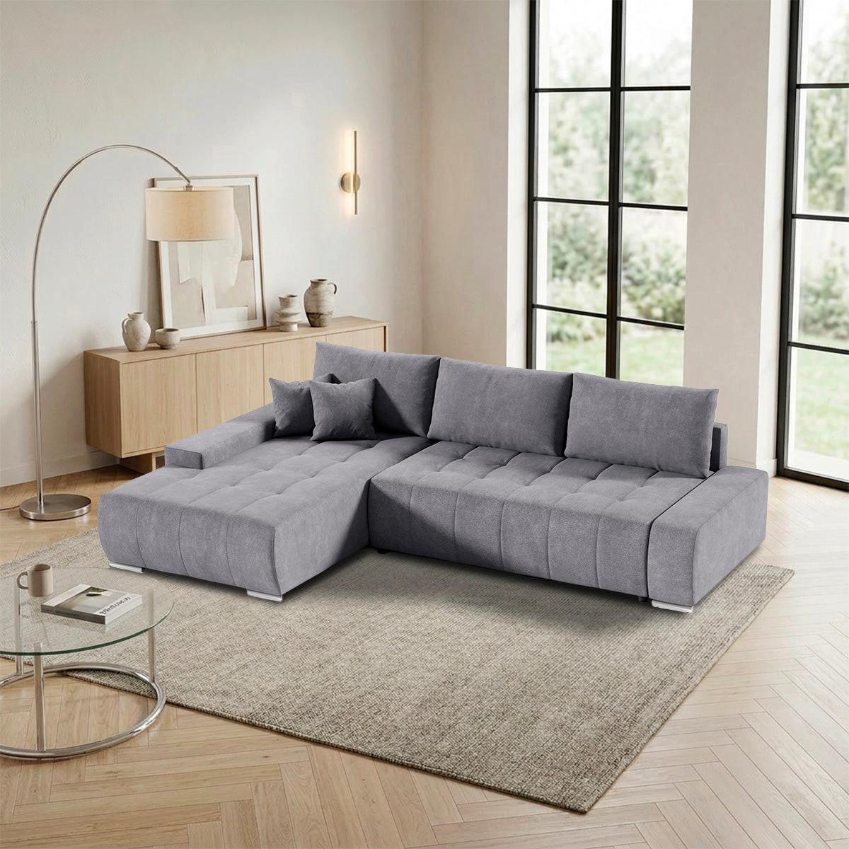 ECKSOFA Jonas 4 Sitzplätze Grau - Grau, Holzwerkstoff (265/185cm) - Petits-meubles