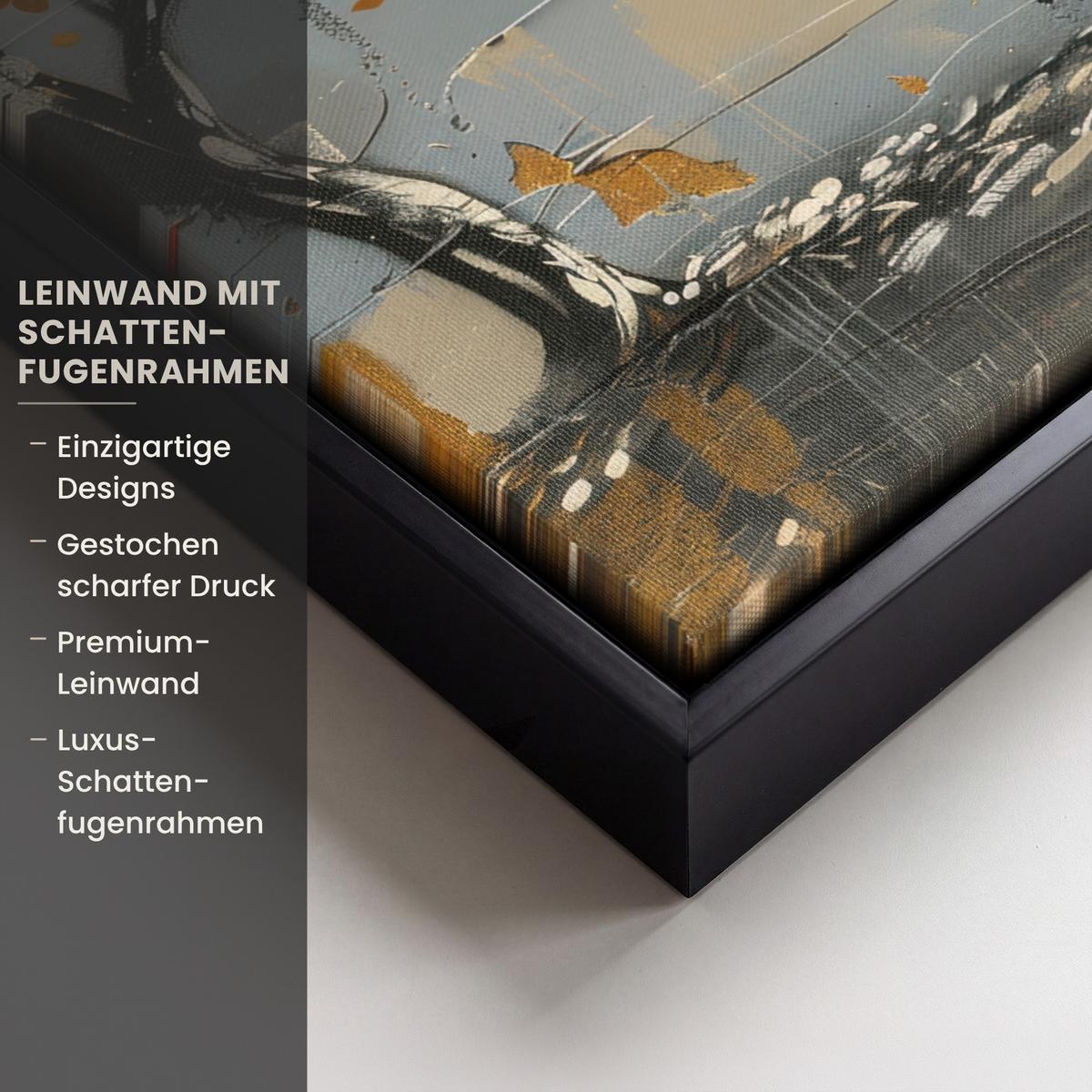 LEINWAND Bilder mit Rahmen - Baum - Graffiti - Banksy-Stil - Ballon-Mädchen - 30x40 - Blaugrau, Textil (30/40cm) - MuchoWow