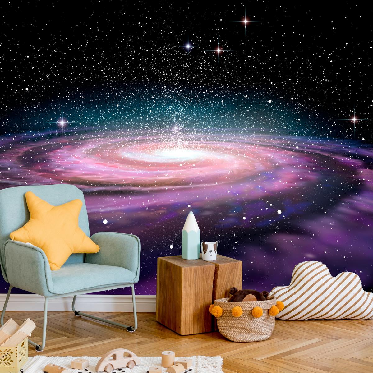 FOTOTAPETE für Jugendzimmer Spirale Sterne Galaxie Kosmos 450x315 - Violett/Schwarz, Papier (450/315cm) - Muralo