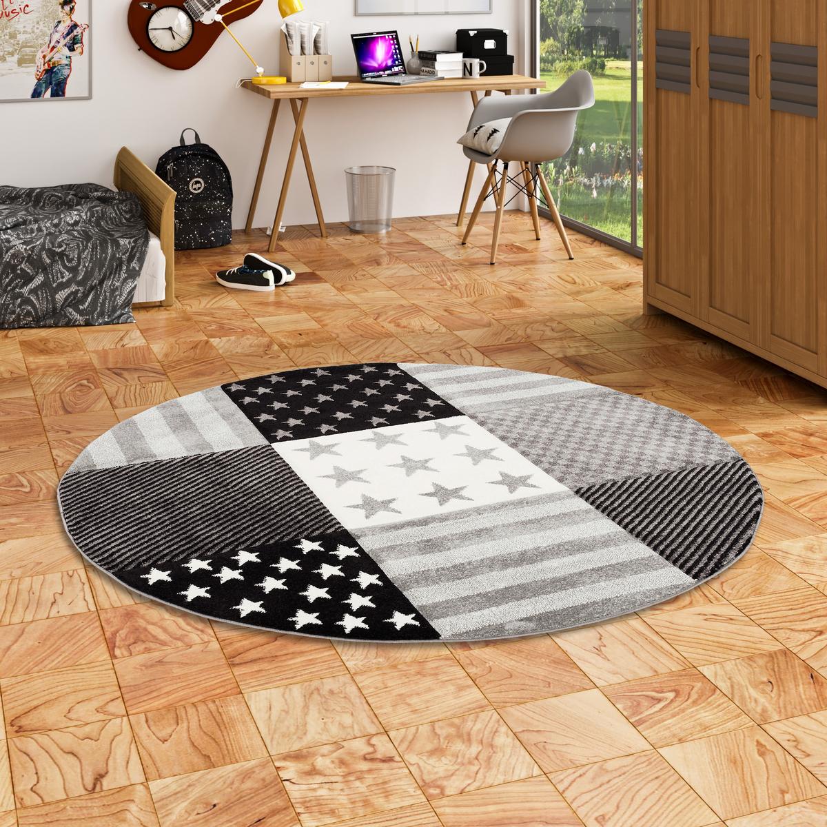 KINDER UND JUGEND TEPPICH MAUI STERNE RUND - Grau, Textil (200/200cm) - Pergamon