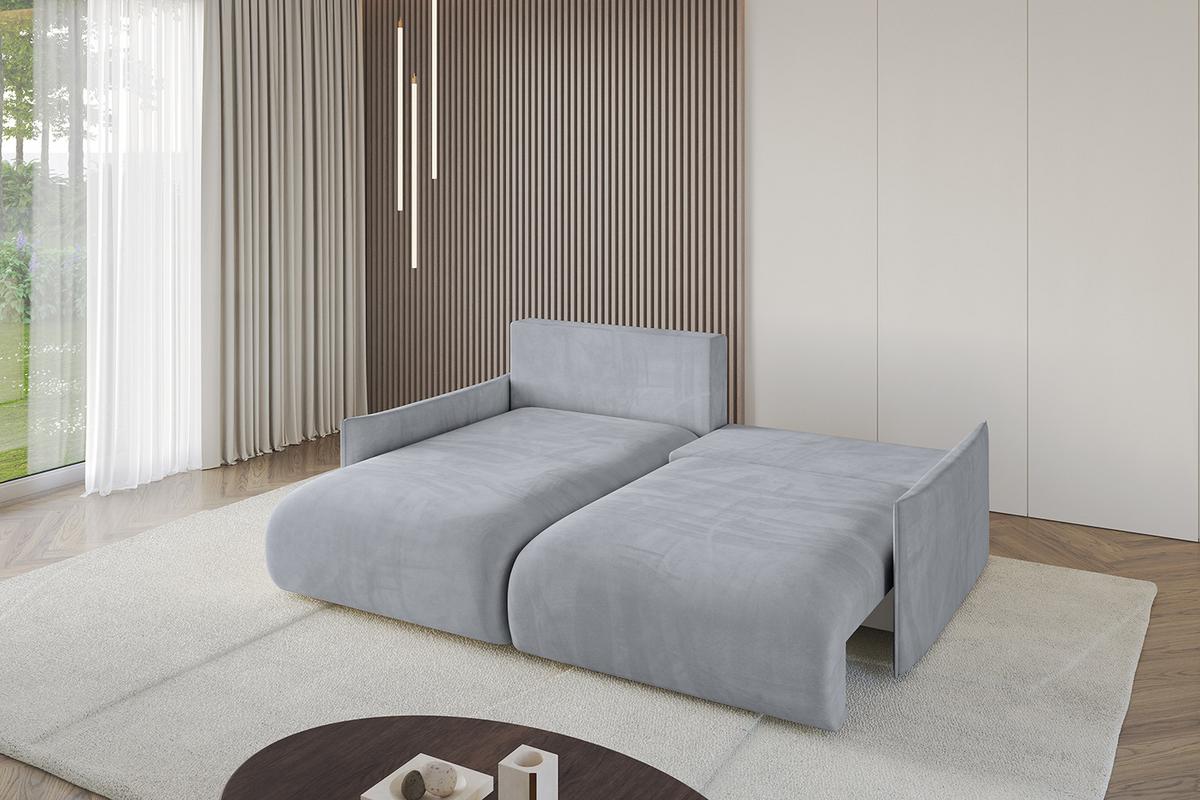 ECKSOFA Ottomane links ONESK-L -v1 216x177x72 Hellgrau Velours - Titanfarben, Holzwerkstoff/Kunststoff (216/177cm) - ALTDECOR