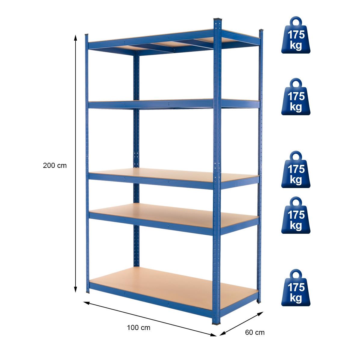 LAGERREGAL 2er Set - Blau, Metall (60/200/100cm) - ECD-Germany