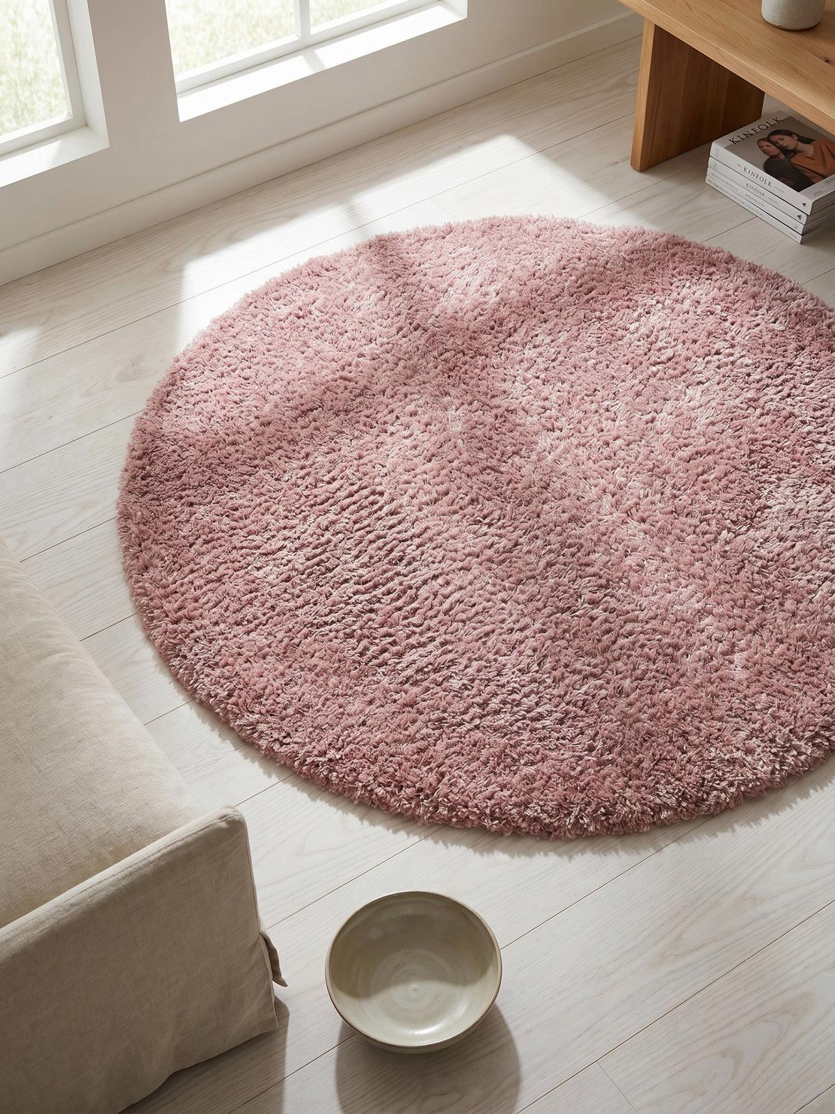 HOCHFLORTEPPICH SALZACH, einfarbig, aus Polypropylen, Rosa, Ø 120 cm - Rosa, Textil (120/120cm) - KADIMA DESIGN