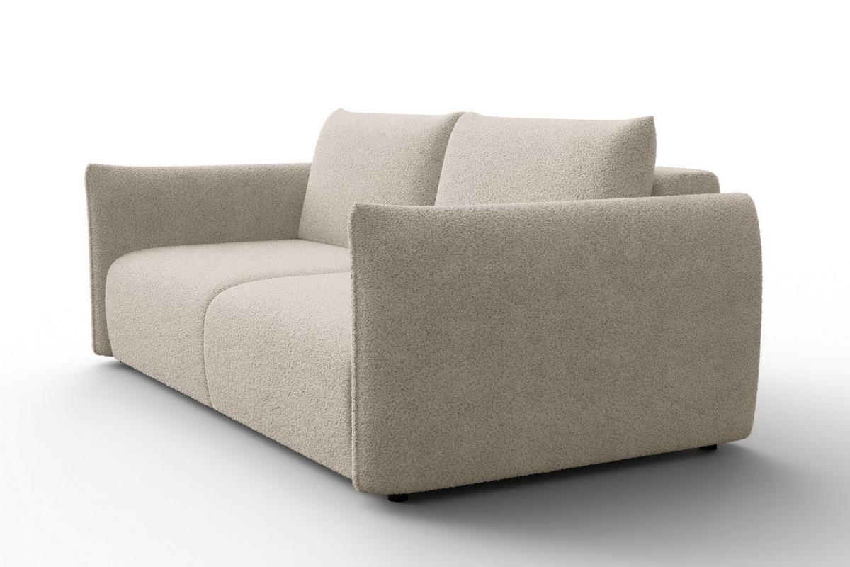 SOFA TAUER 3-Sitzer, Bouclé-Stoff beige - Beige/Schwarz, Holz/Textil (206/84/112cm) - Courtois Laville