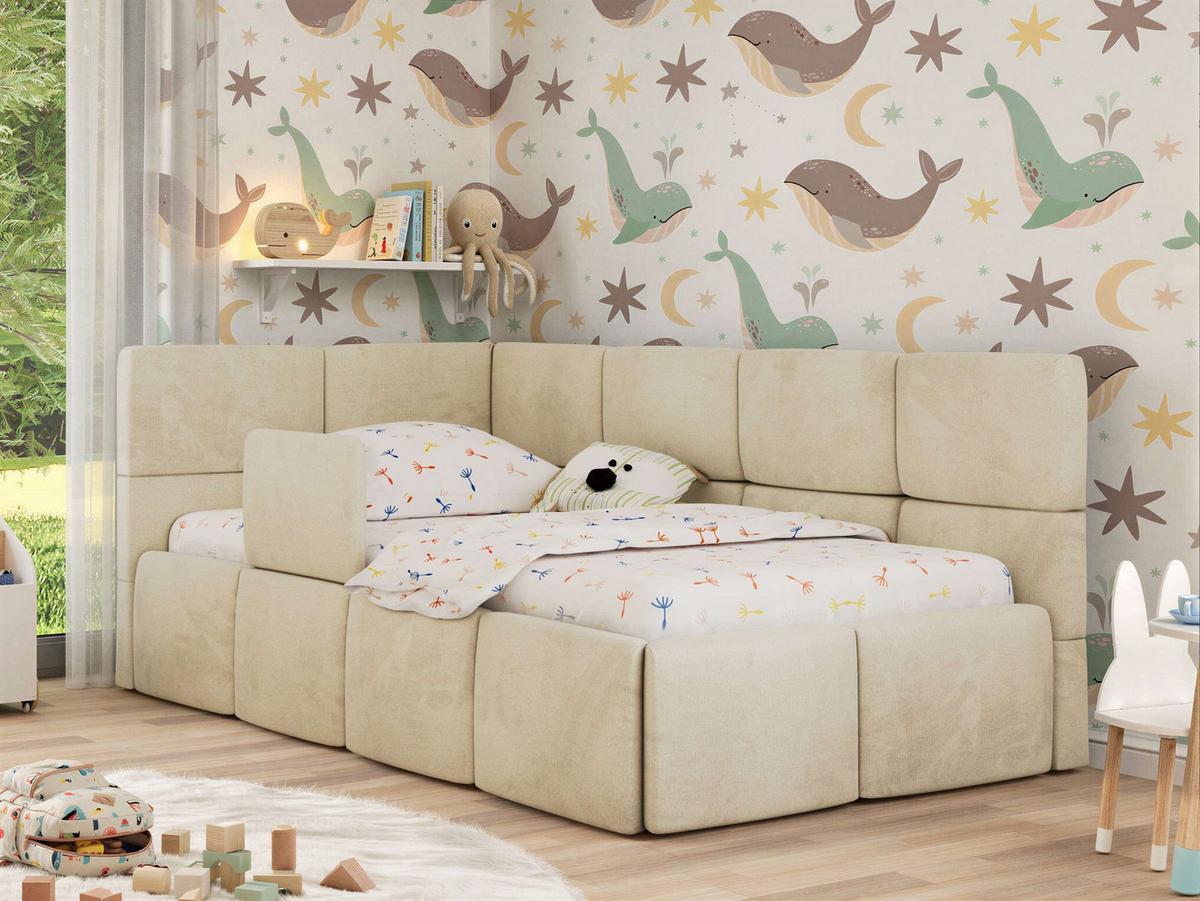 POLSTERBETT ARVO ALTA 90/200 - Beige Velvet - Ohne Matratze - Links - Beige, Textil (90/200cm) - MKS