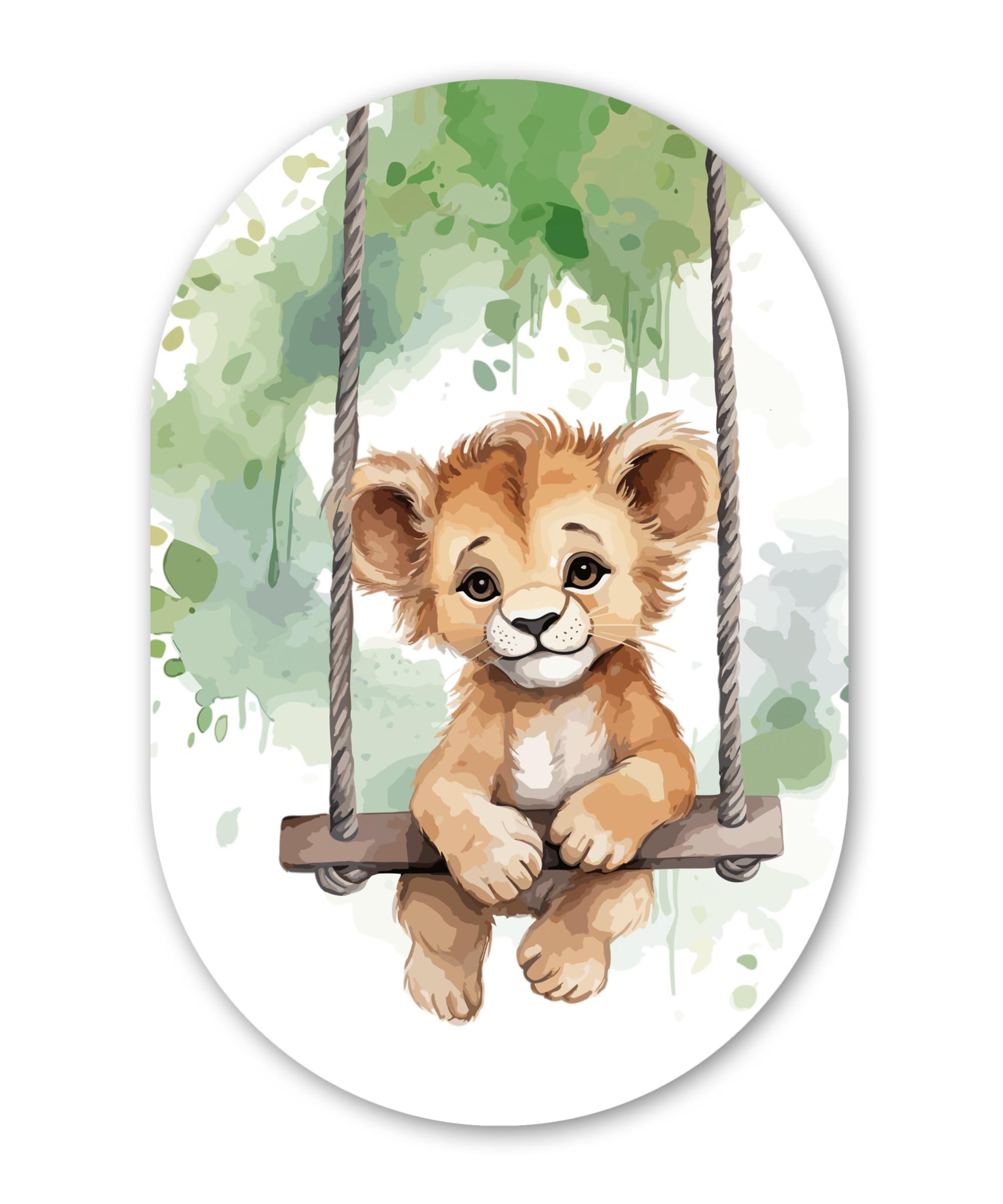 WANDBILD Löwe - Tier - Kinder - Dschungel Deko Wohnzimmer 40x60 cm - Hellbraun, Kunststoff (40/60cm) - MuchoWow