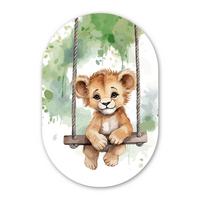 WANDBILD Löwe - Tier - Kinder - Dschungel Deko Groß 80x120 cm - Hellbraun, Kunststoff (80/120cm) - MuchoWow