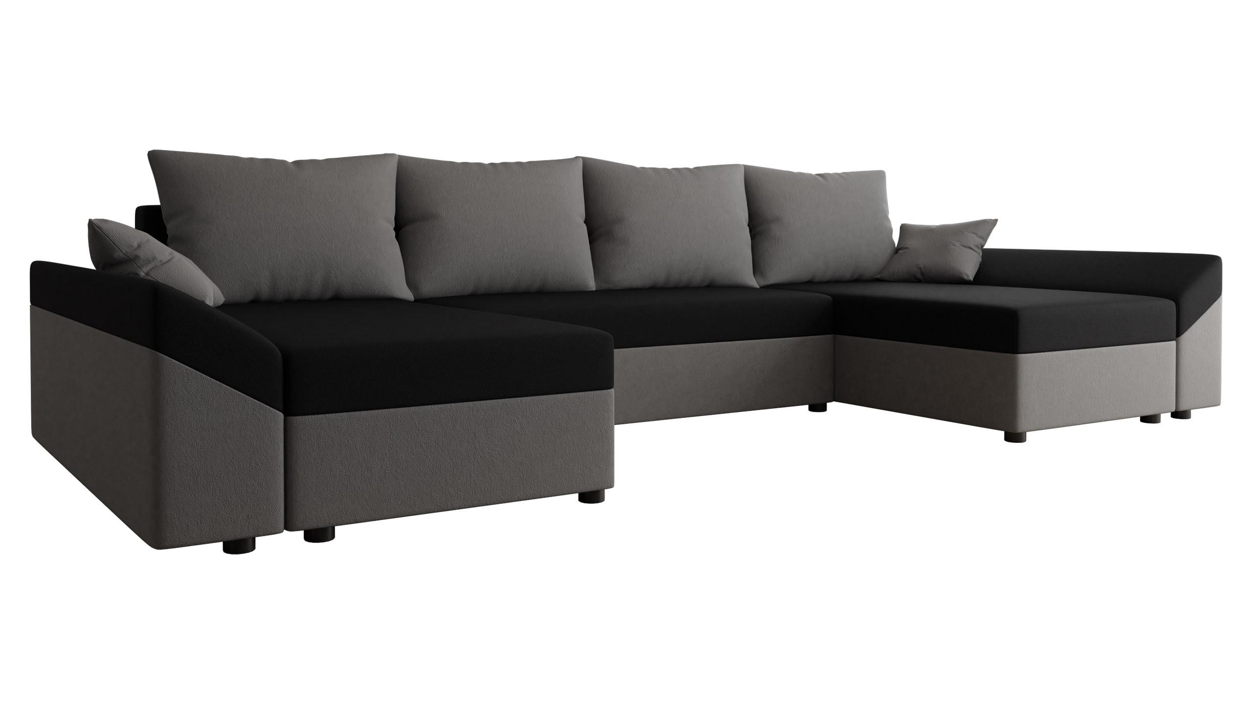 WOHNLANDSCHAFT Dante U - Schwarz/Grau, Holz/Kunststoff (310/82/140cm) - MIRJAN24