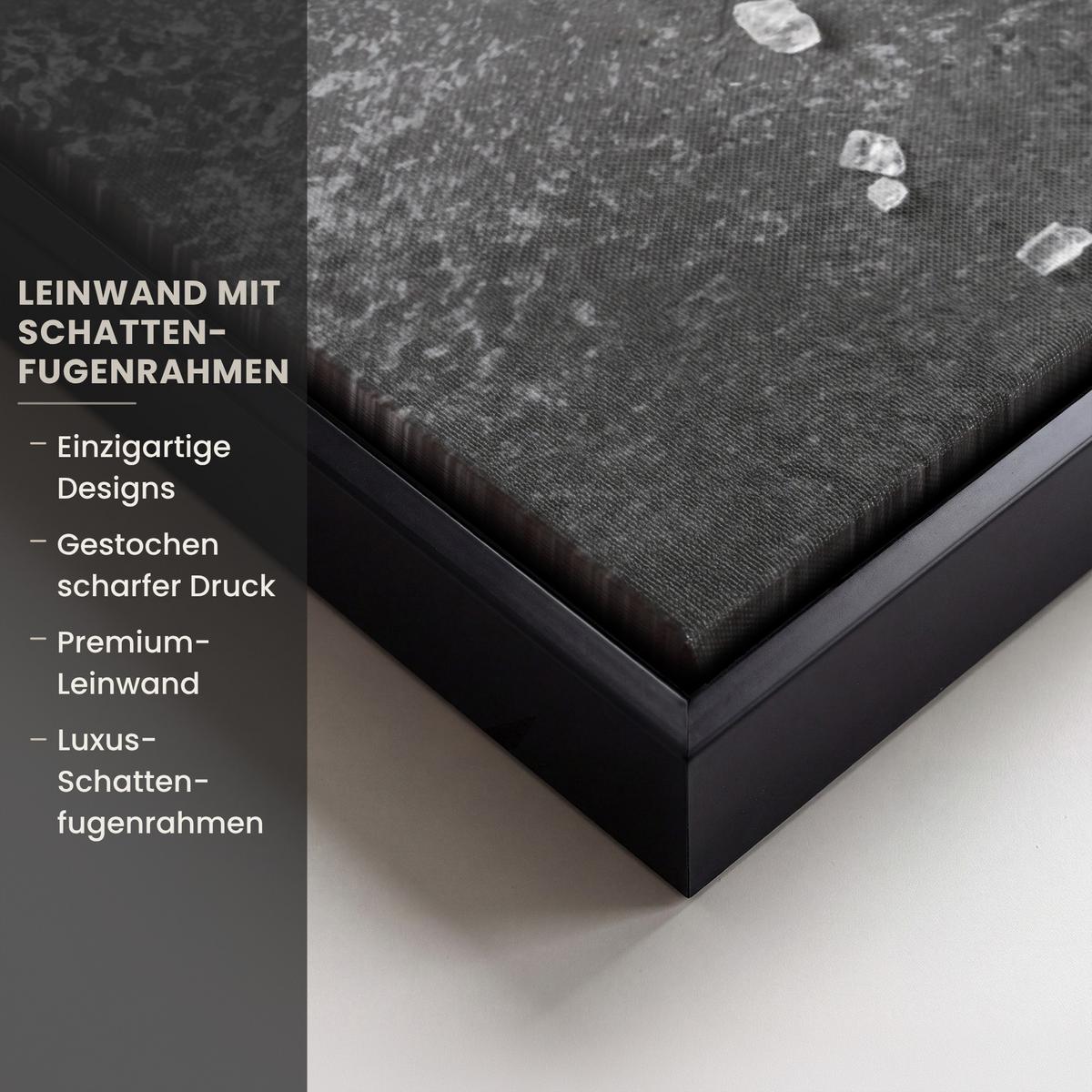 LEINWAND Bilder mit Rahmen - Pfeffer - Kräuter - Gewürze - Beton - 50x50 - Dunkelgrau, Textil (50/50cm) - MuchoWow