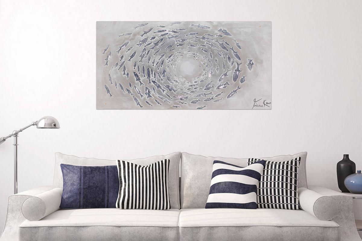 ÖLGEMÄLDE 120/60 cm - Grau, Holz/Textil (120/60cm) - KUNSTLOFT