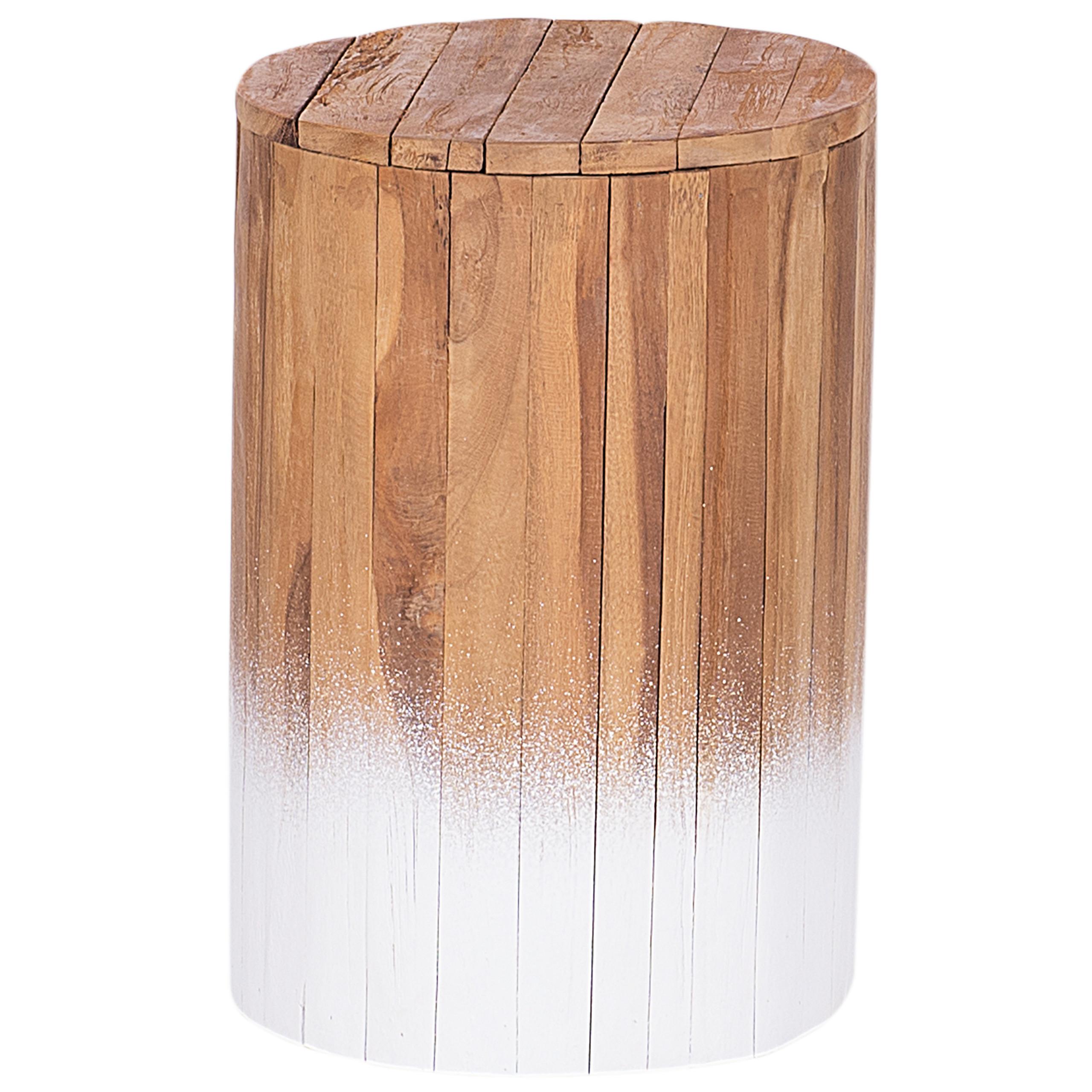 NACHTTISCH Teakholz hellbraun/weiß 30 cm Movas - Hellbraun/Weiß, Holz (30/30/44cm) - Beliani