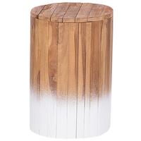 NACHTTISCH Teakholz hellbraun/weiß 30 cm Movas - Hellbraun/Weiß, Holz (30/30/44cm) - Beliani