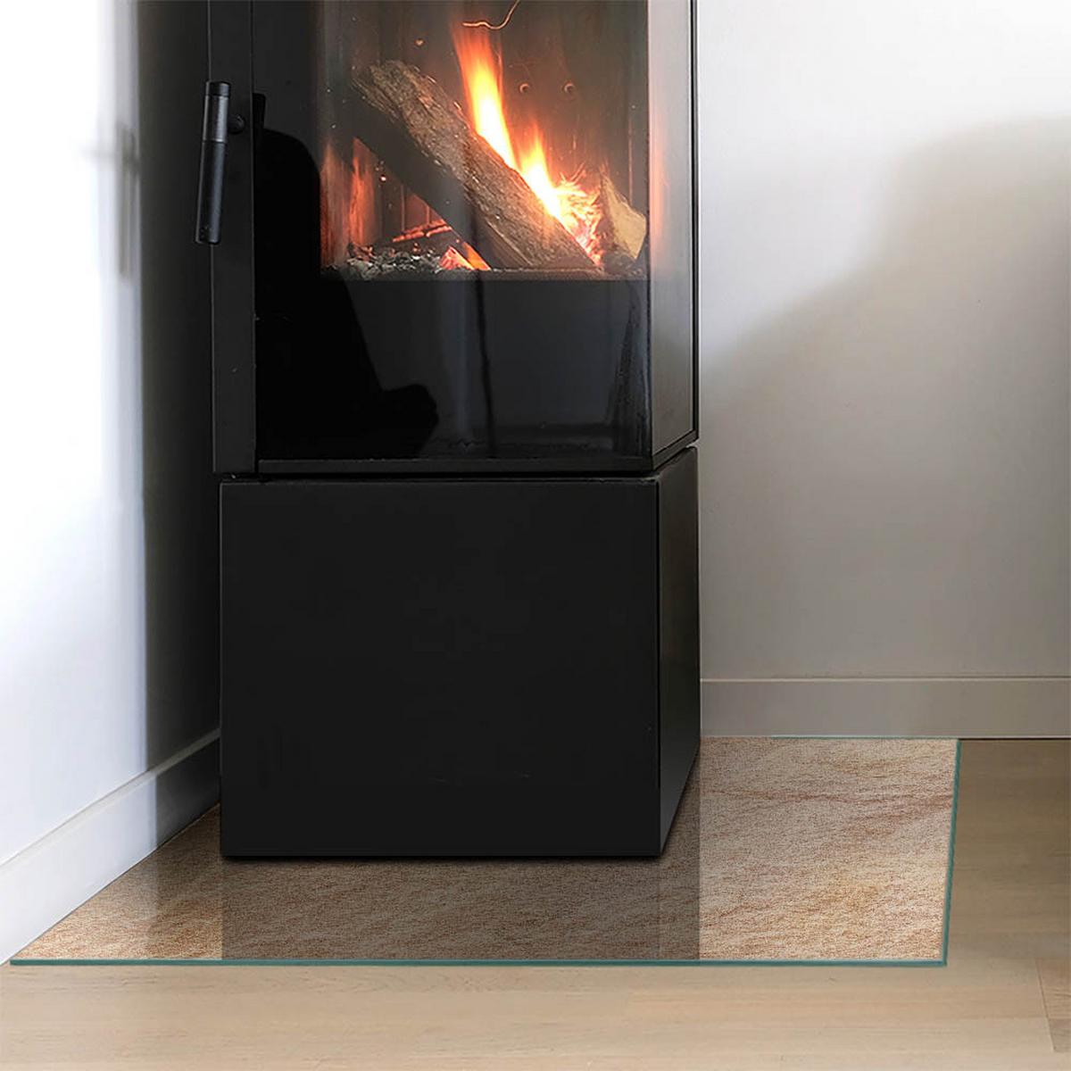 GLASPLATTE für Kamin 60x60 cm - Beige, Glas (60/60/0.4cm) - TULUP