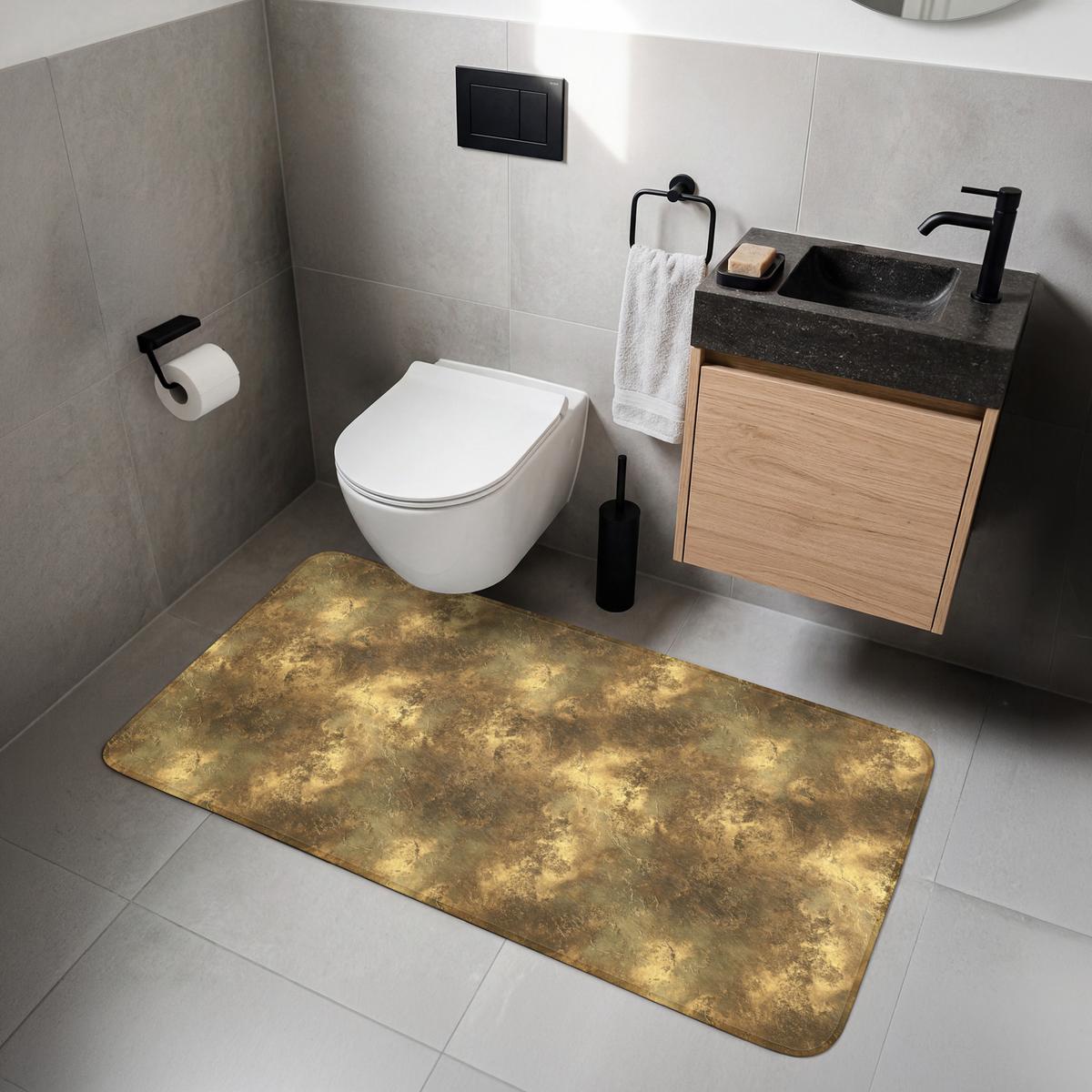 WC-VORLEGER Antik - Metallic-Look - Gold WC Teppich 120x60 cm - Goldfarben, Textil (120/1cm) - OnlyWow