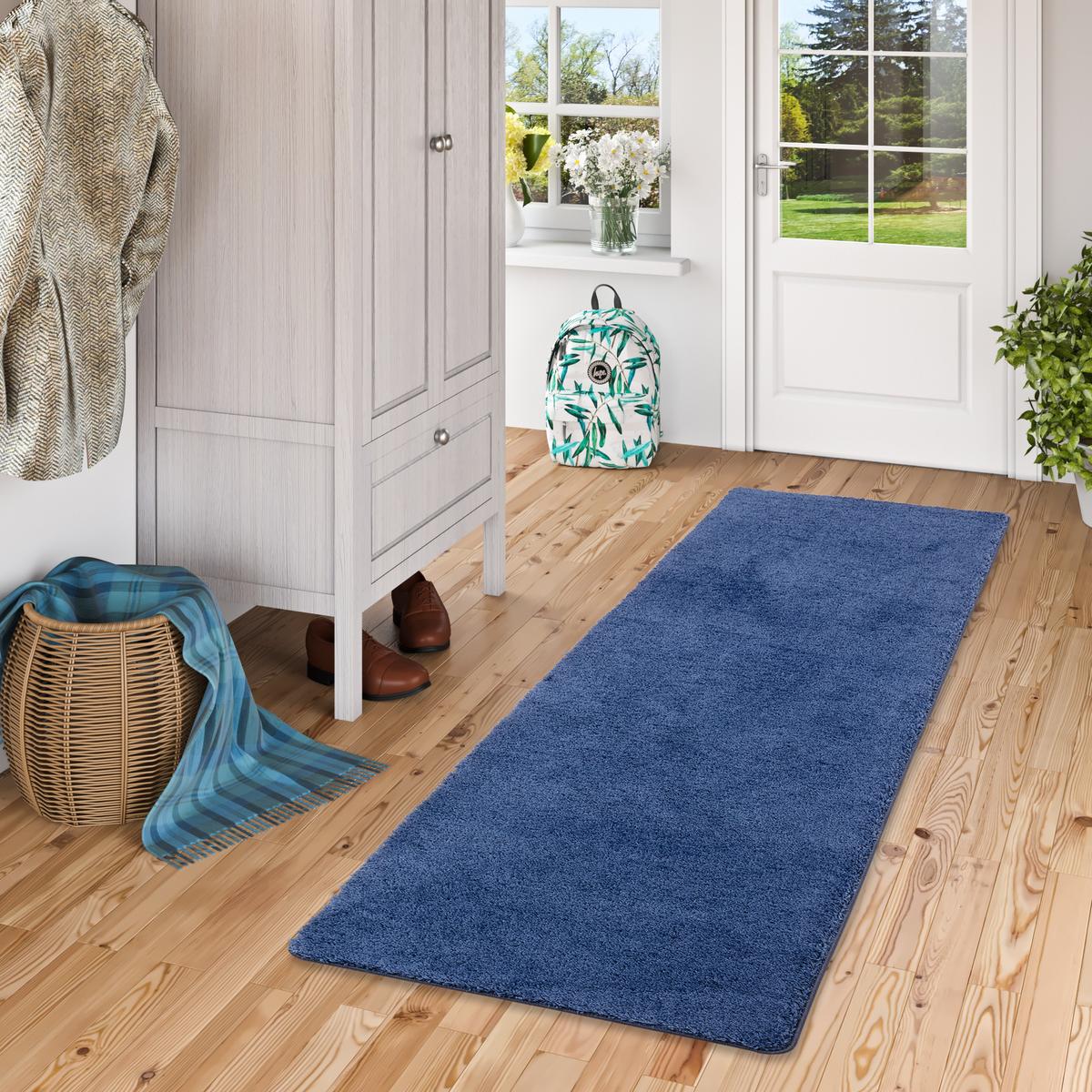 HOCHFLOR SHAGGY LÄUFER TEPPICH PALACE - Dunkelblau, Textil (80/160cm) - Snapstyle