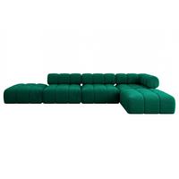 ECKSOFA modulares Sofa Kerru-L2 - 380x190x70 cm Dunkelgrün Velours - Dunkelgrün, Holzwerkstoff/Textil (380/190cm) - ALTDECOR