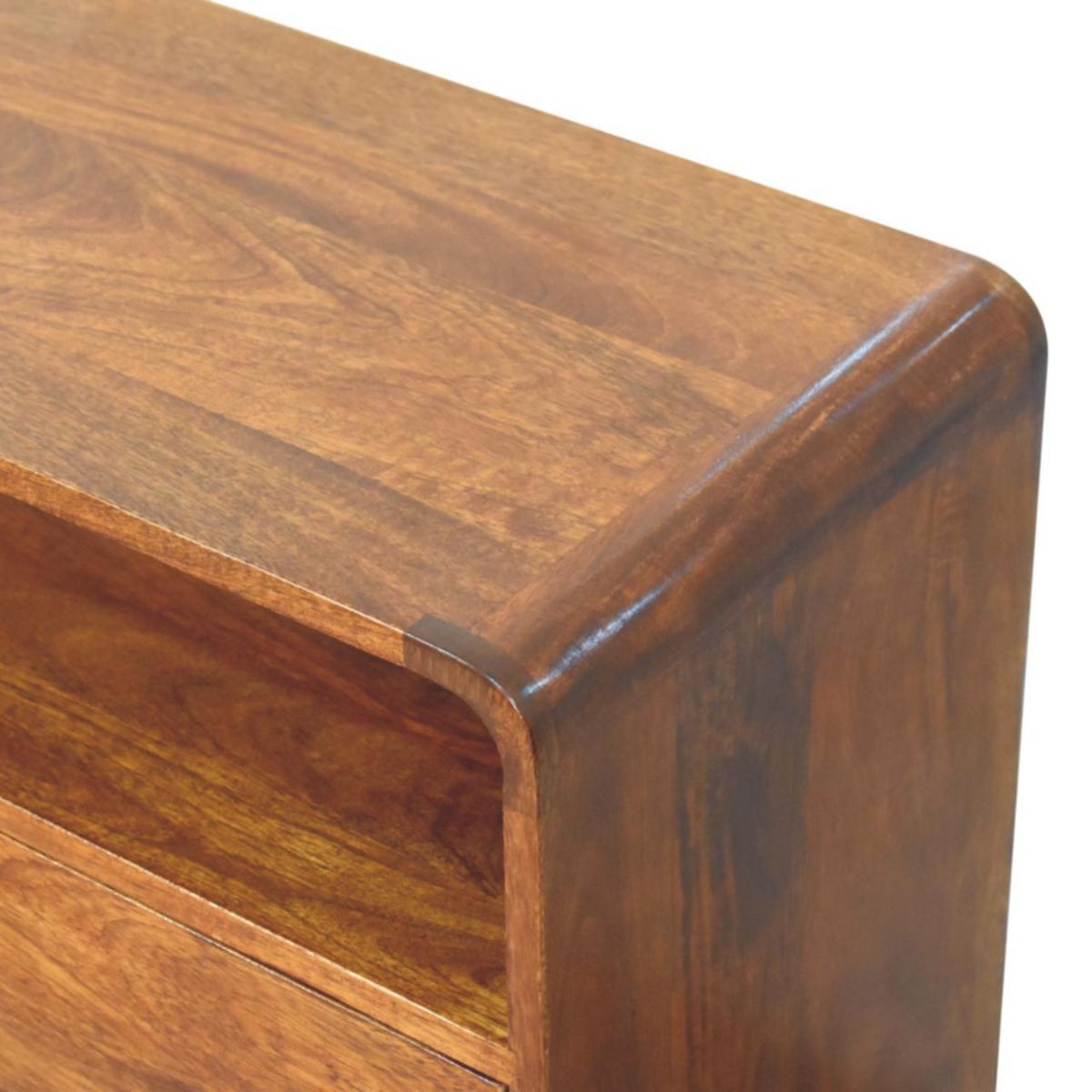 KONSOLE mit abgerundeten Kanten im nordischen Stil, Braun - Messingfarben/Braun, Mangoholz/Holz (70/70/35cm) - Artisan Furniture