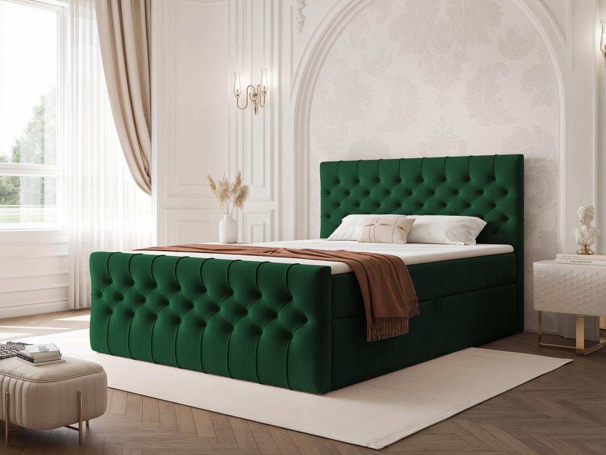 BOXBETT JOLIE 180x200 cm mit Matratze, Grün - Grün, Textil (180/200cm) - Idohome