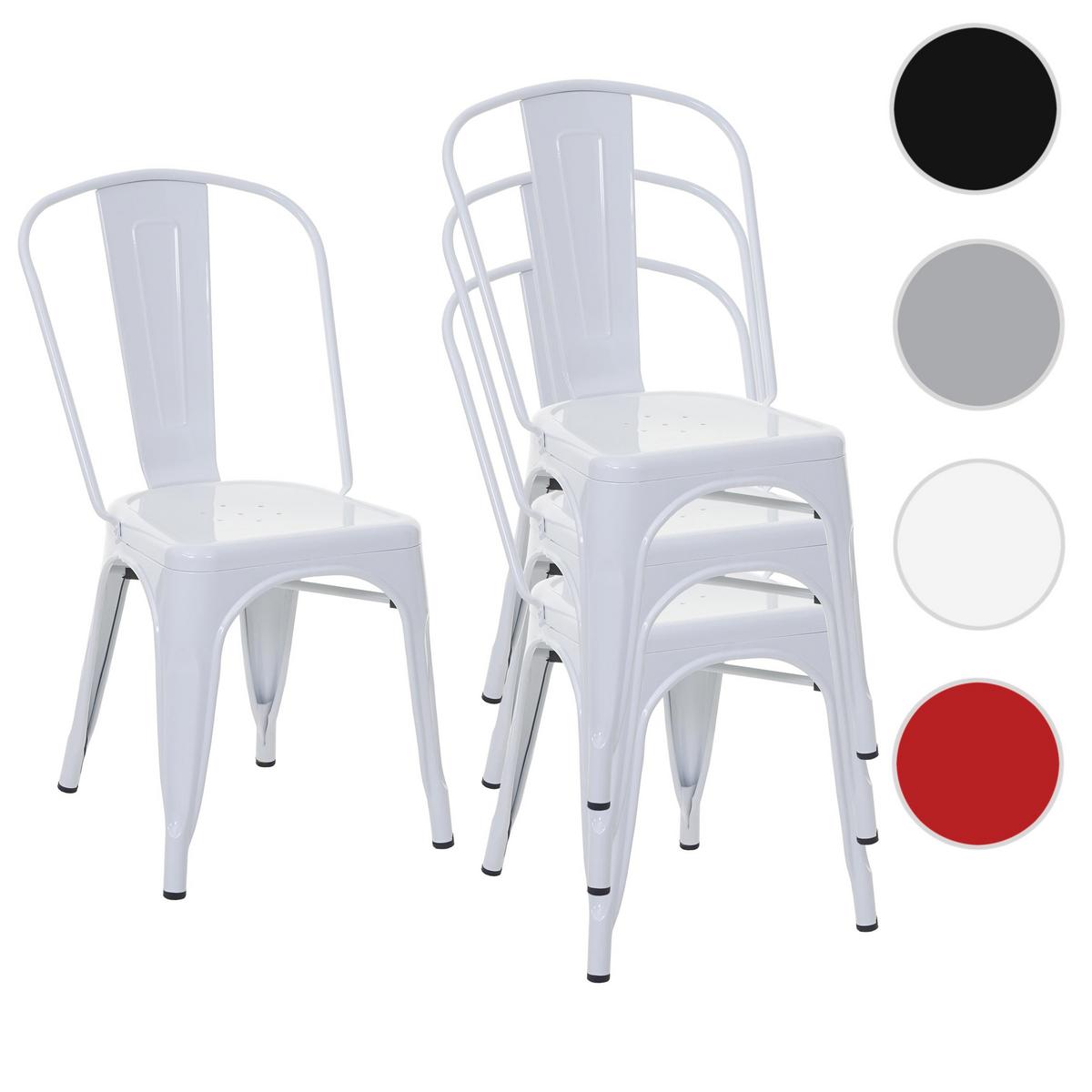 STUHL METALL Weiß 4er-Set - Weiß, Metall (45/87/43cm) - MCW