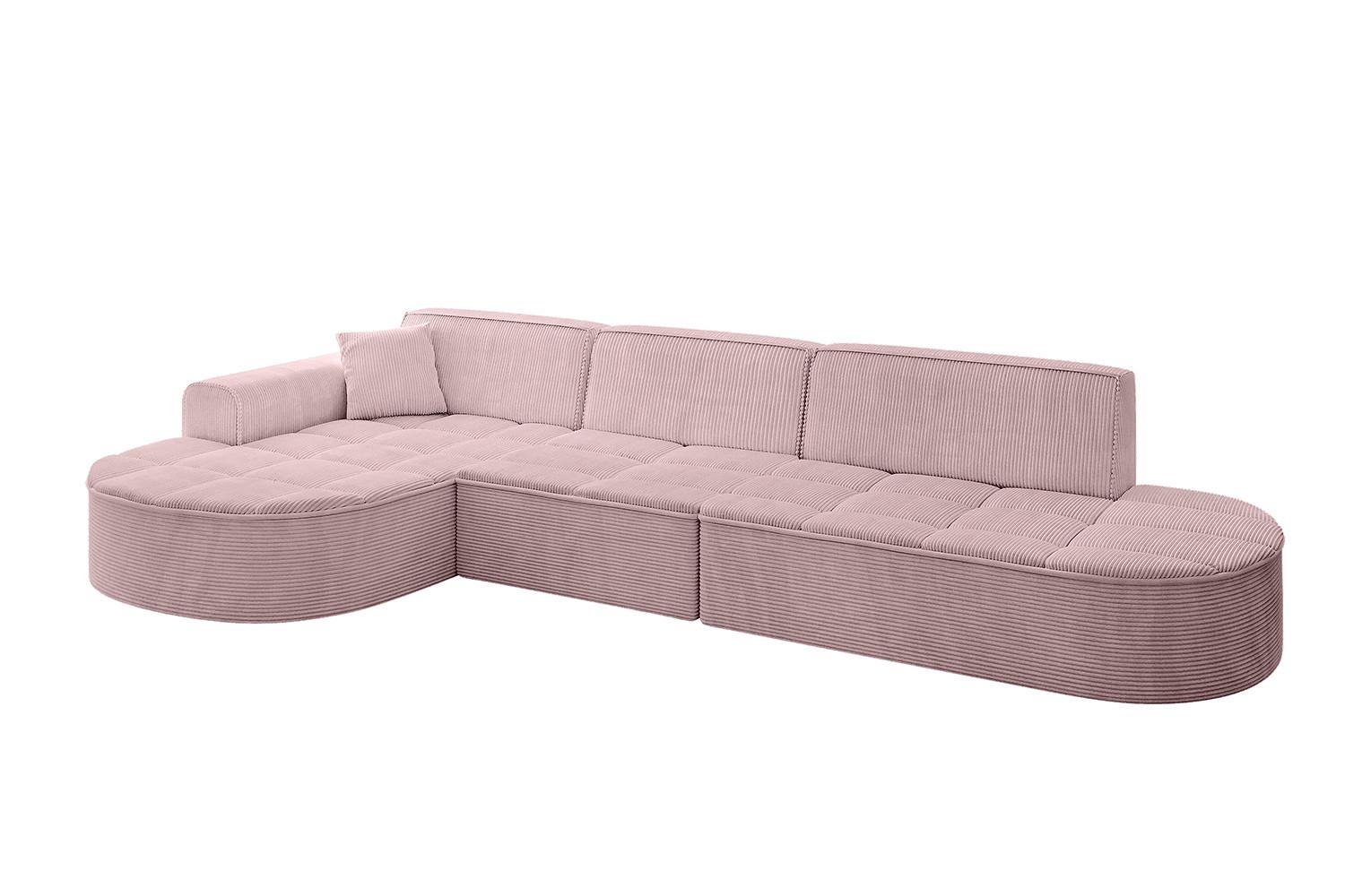 ECKSOFA Ottomane Links TARO-L2 - 328x171x79,5 cm Rosa - Rosa, Holzwerkstoff/Textil (328/171cm) - ALTDECOR