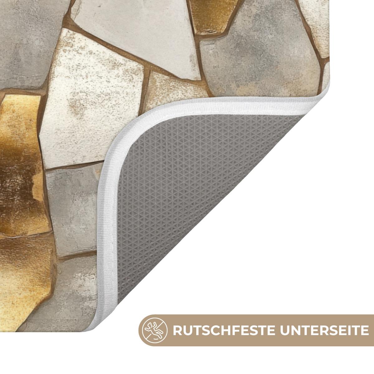 WC-VORLEGER Mosaik - Marmor - Gold Toilettenvorleger 55x60 cm - Champagner, Textil (55/1cm) - OnlyWow