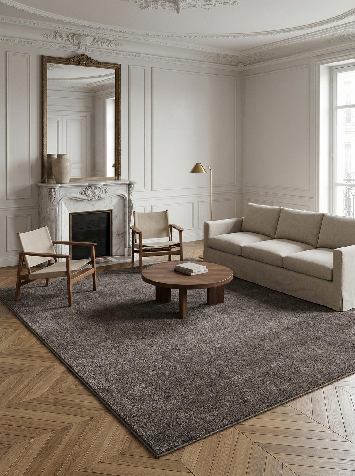TEPPICH Kurzflor MAIN in Mokka, einfarbig, Ø 200 cm - Braun, Textil (200/200cm) - KADIMA DESIGN
