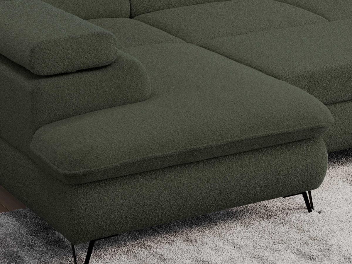 WOHNLANDSCHAFT PEDRO U Boucle Grün - Schwarz/Grün, Textil/Metall (346/76/208cm) - MKS