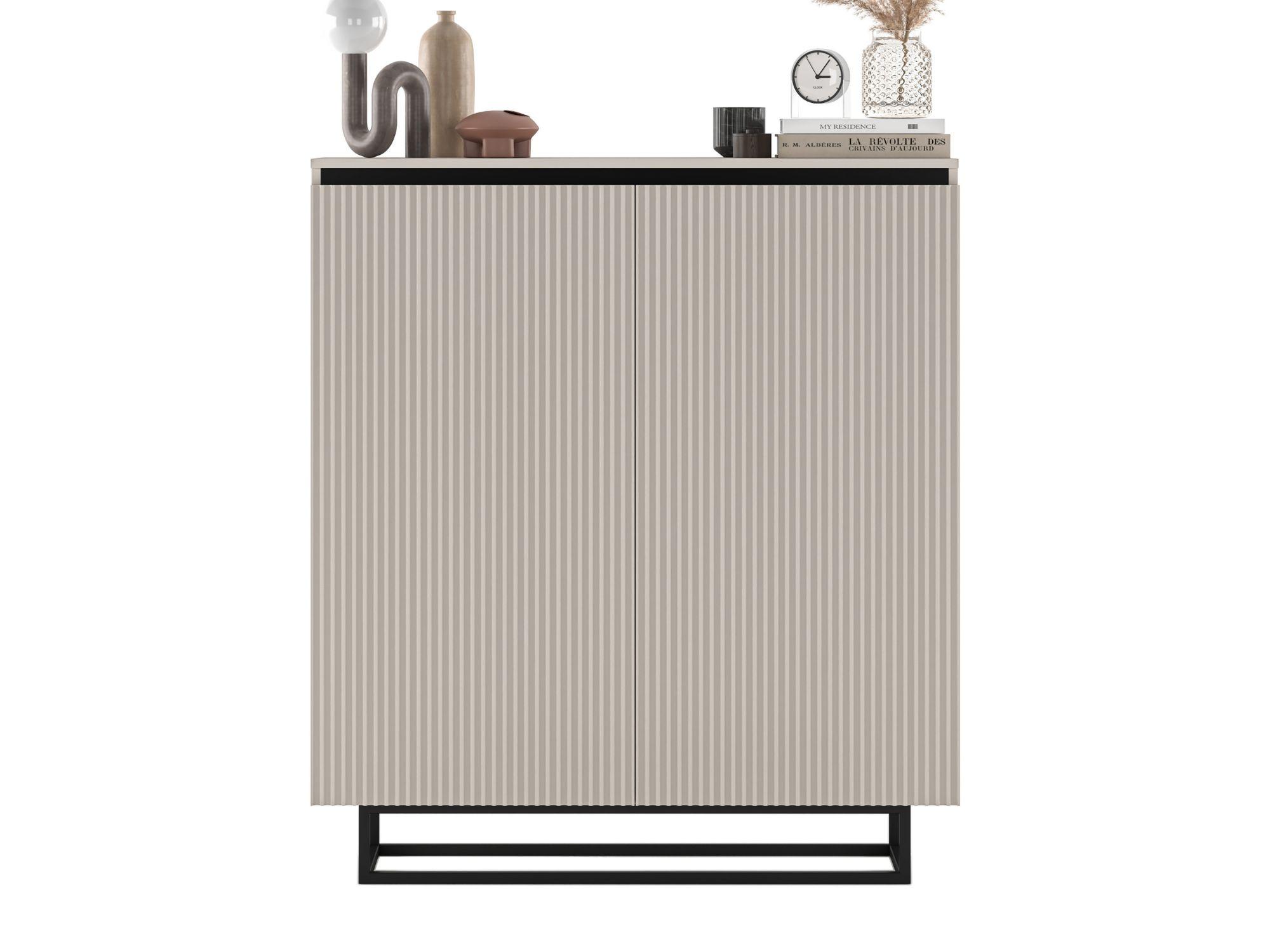 HIGHBOARD Selene 2D Kachmir Matt 111 cm - Kaschmir/Schwarz, Holzwerkstoff/Metall (111/125/35cm) - Meble Lindner
