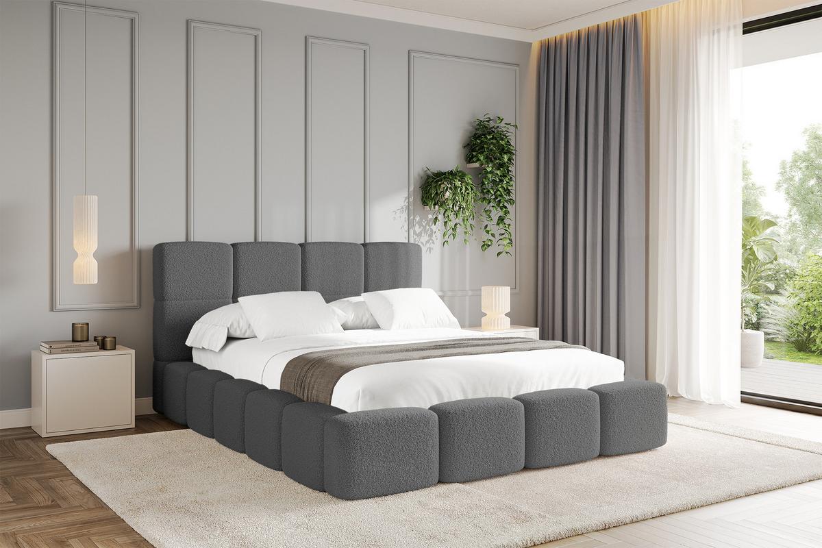 POLSTERBETT mit Bettkasten und Lattenrost mit Kopfteil, Boxbett ohne Matratze, mit Stauraum - NATA 140x200 Grau - Grau, Holzwerkstoff/Textil (140/200cm) - ALTDECOR