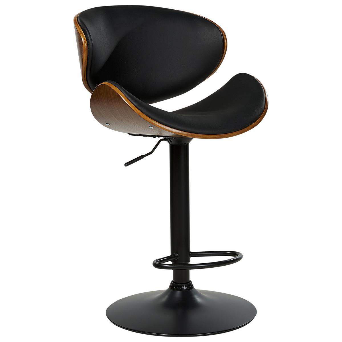 BARSTUHL 2er-Set Kunstleder drehbar SchwarzRotterdam II - Schwarz, Kunststoff (52/93/45cm) - Beliani