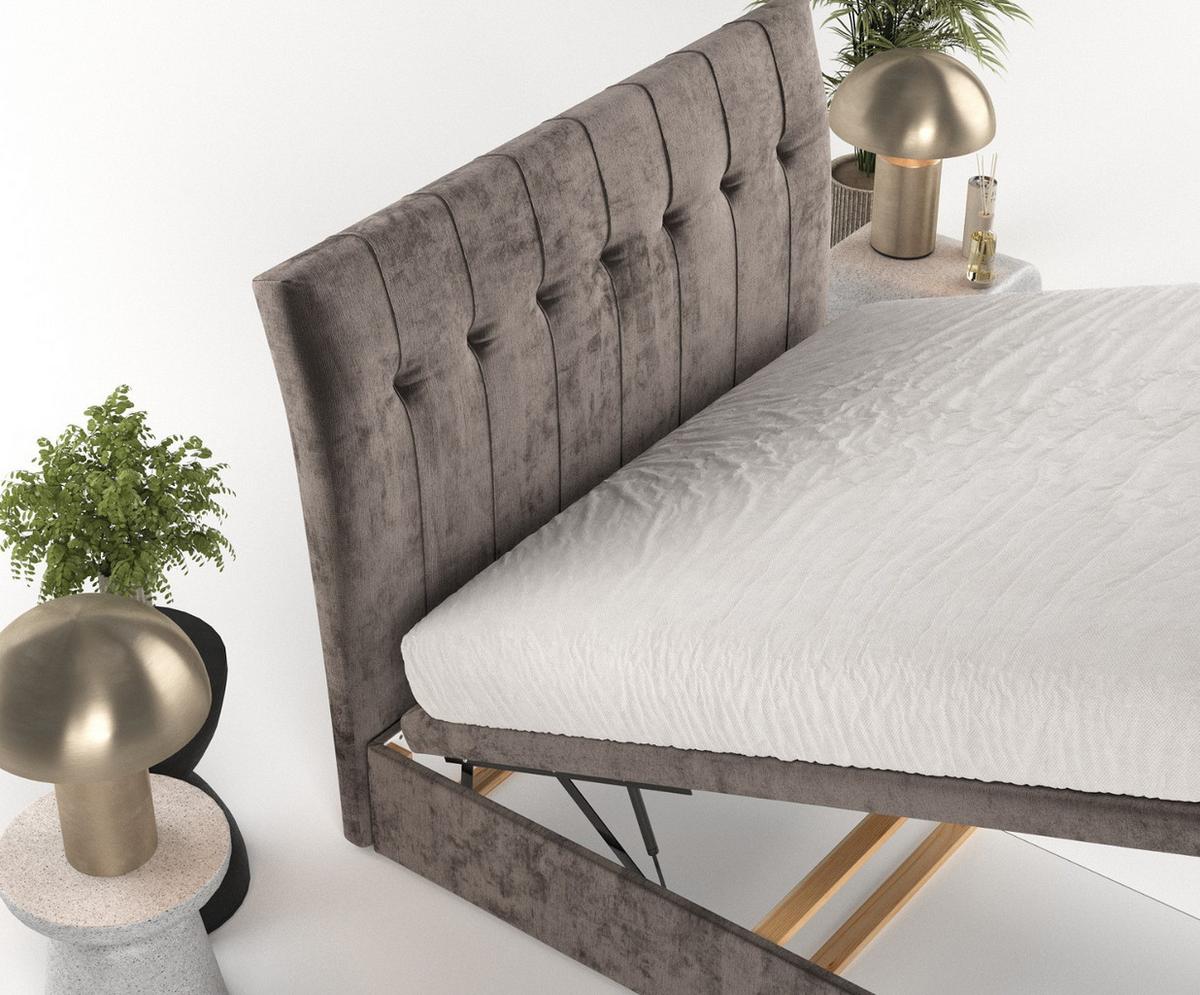 POLSTERBETT Kelsea mit Stauraum 200/200 cm Braun im Lotta Stoff - Schwarz/Braun, Holz/Holzwerkstoff (200/200cm) - AltaBeds
