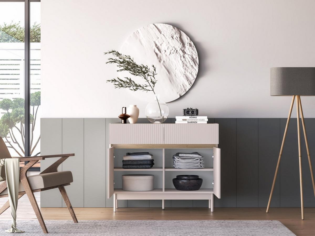SIDEBOARD Dunea Kaschmirgrau/Eichenholzoptik 104 cm - Taupe, Holzwerkstoff/Metall (104/85/40cm) - Selsey
