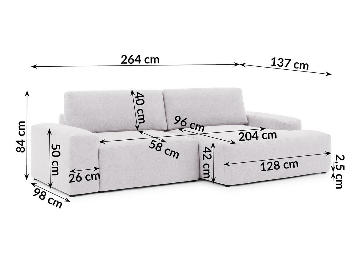 ECKSOFA Lennon aus Greige Strukturstoff mit Schlaffunktion und Bettkasten - Greige/Schwarz, Holz/Kunststoff (264/137cm) - S-Style